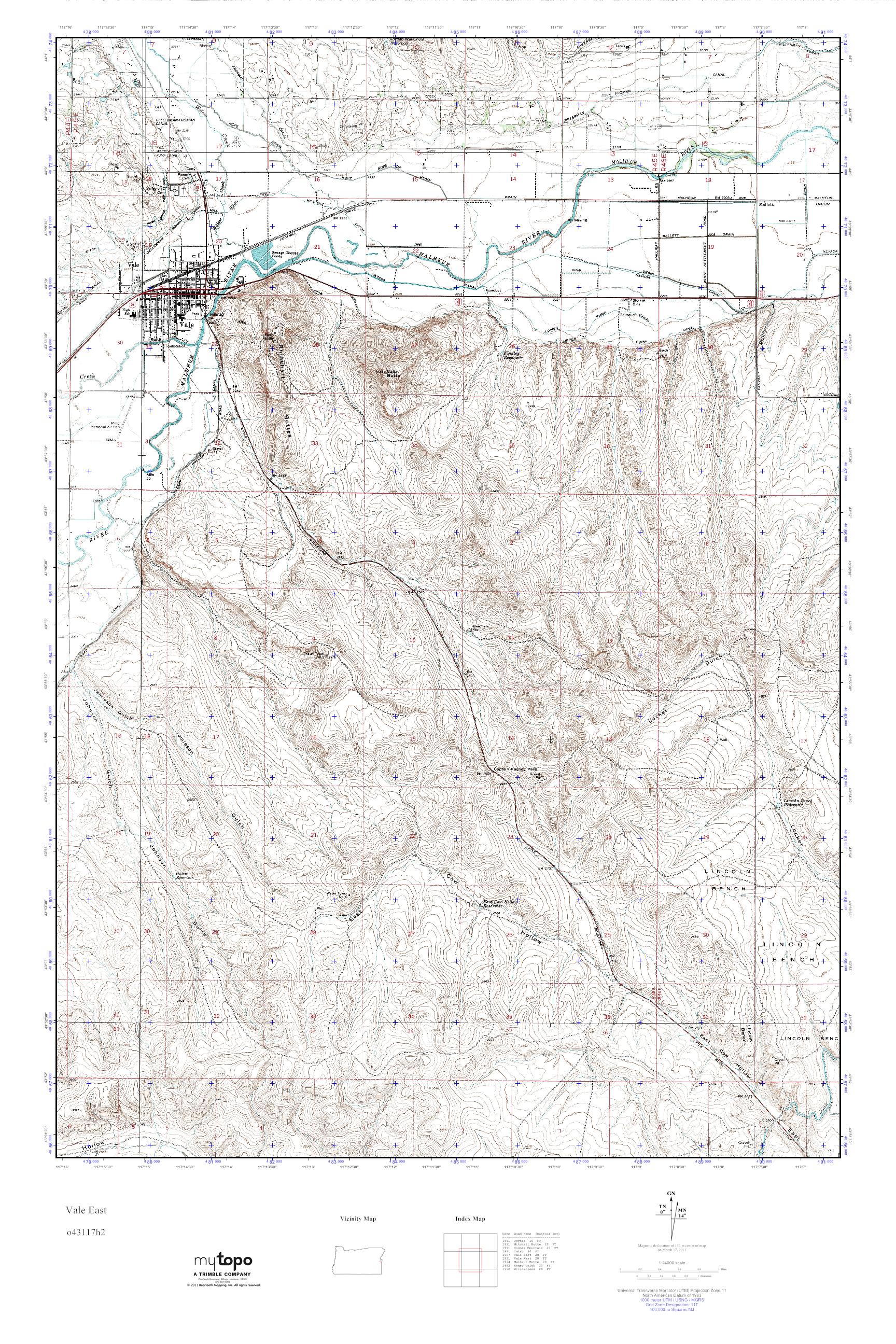 MyTopo Vale East, Oregon USGS Quad Topo Map