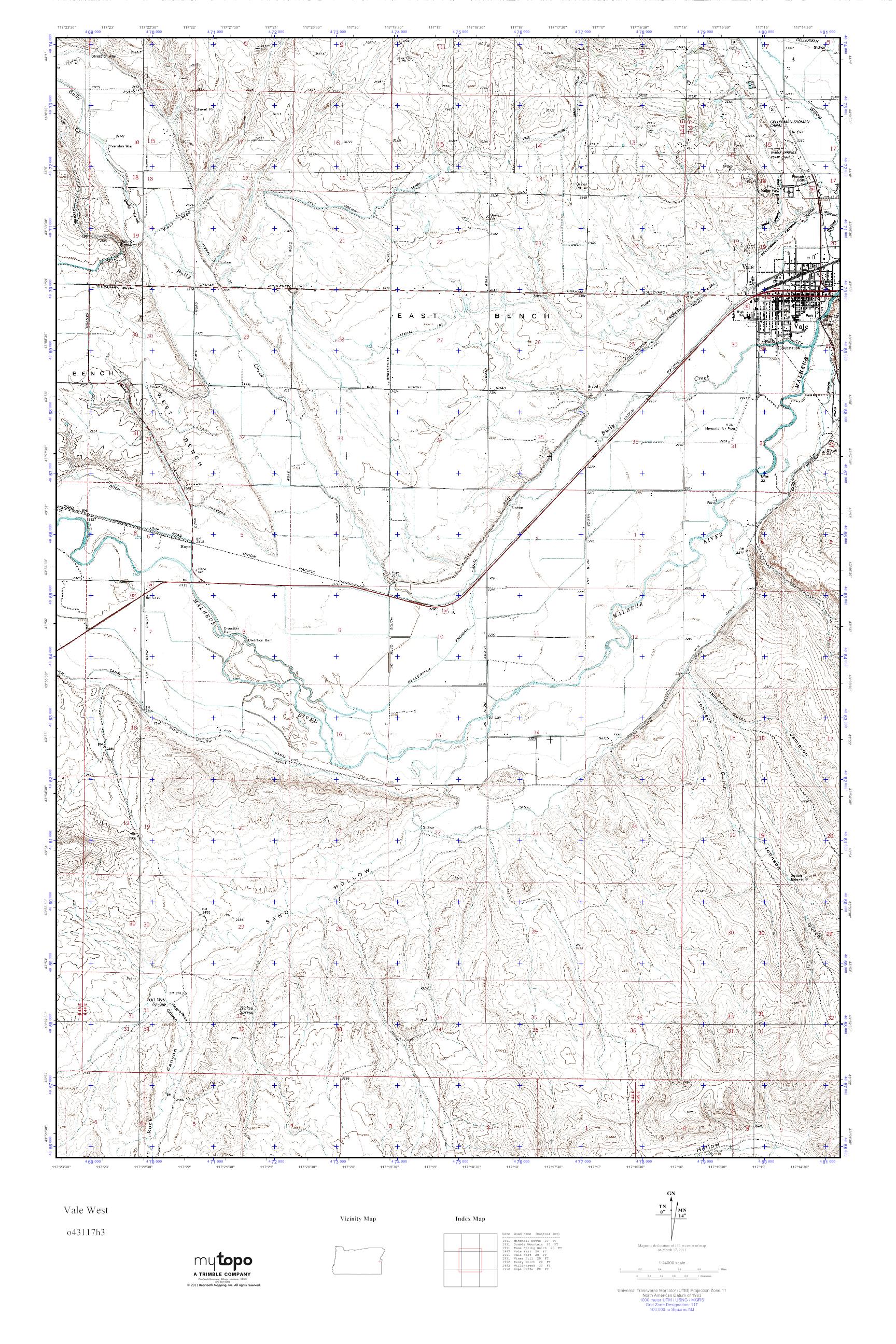 MyTopo Vale West, Oregon USGS Quad Topo Map