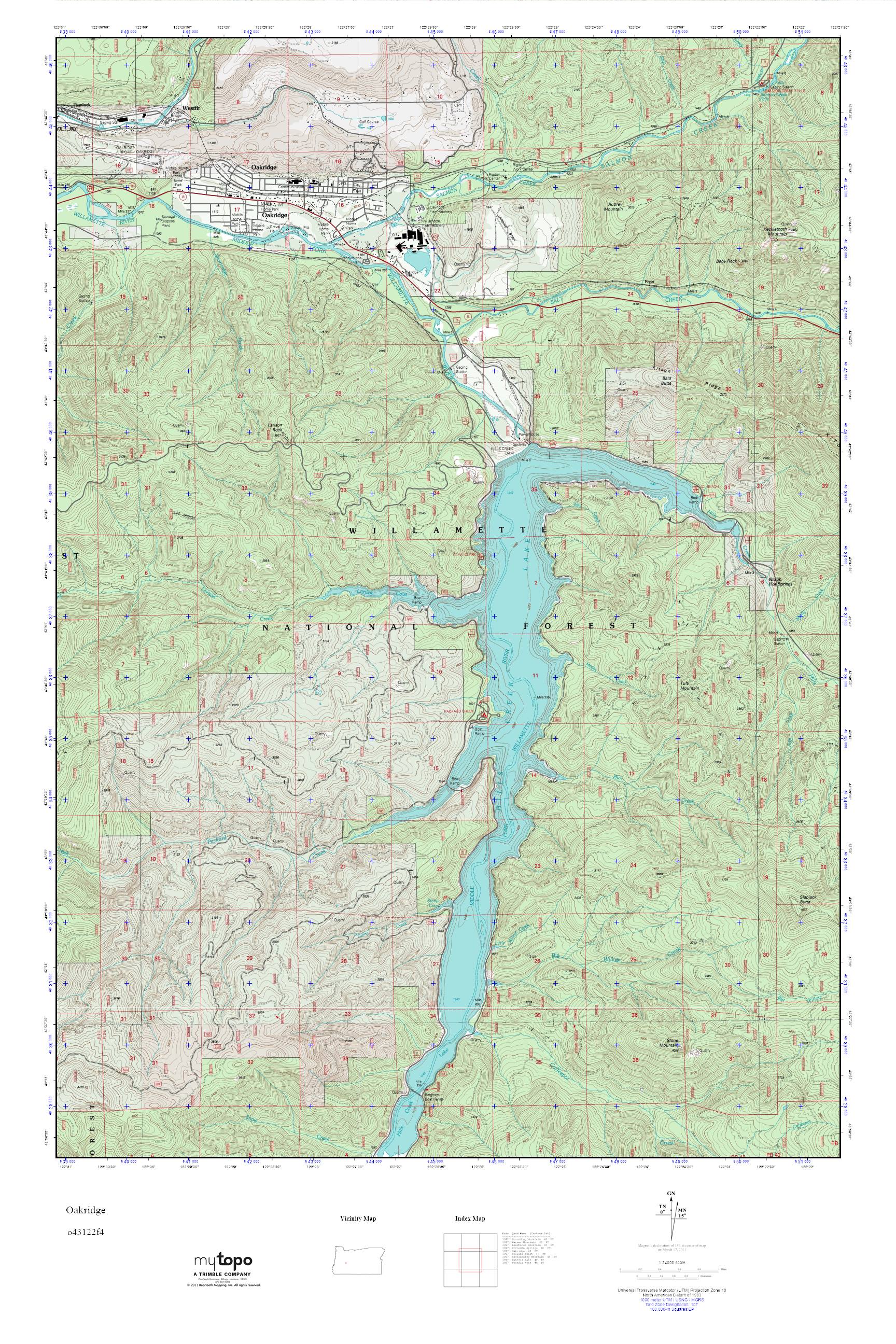 MyTopo Oakridge, Oregon USGS Quad Topo Map