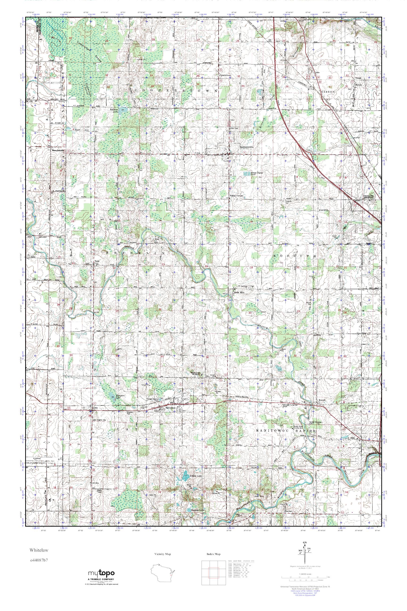 MyTopo Whitelaw, Wisconsin USGS Quad Topo Map
