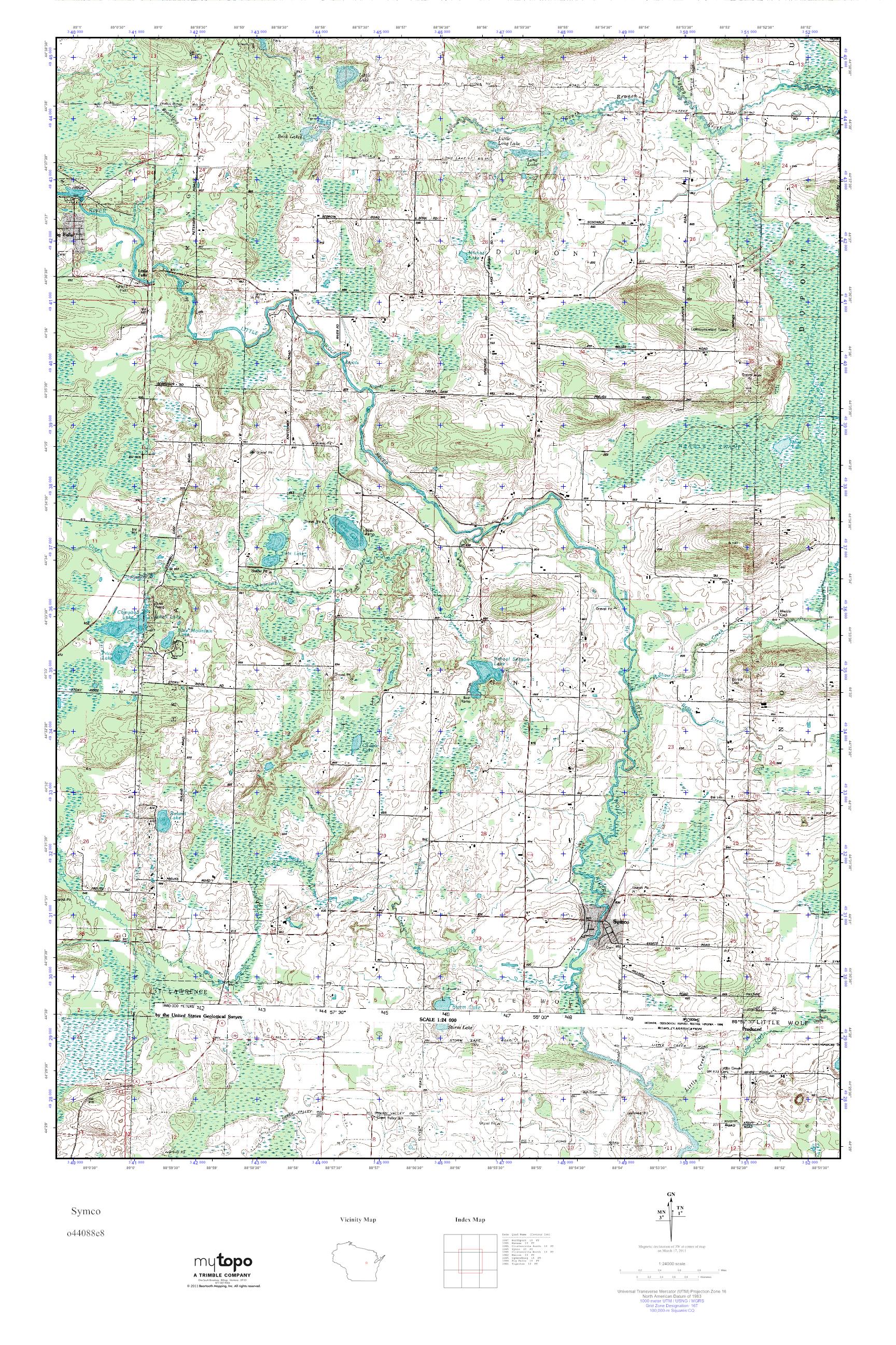 MyTopo Symco, Wisconsin USGS Quad Topo Map