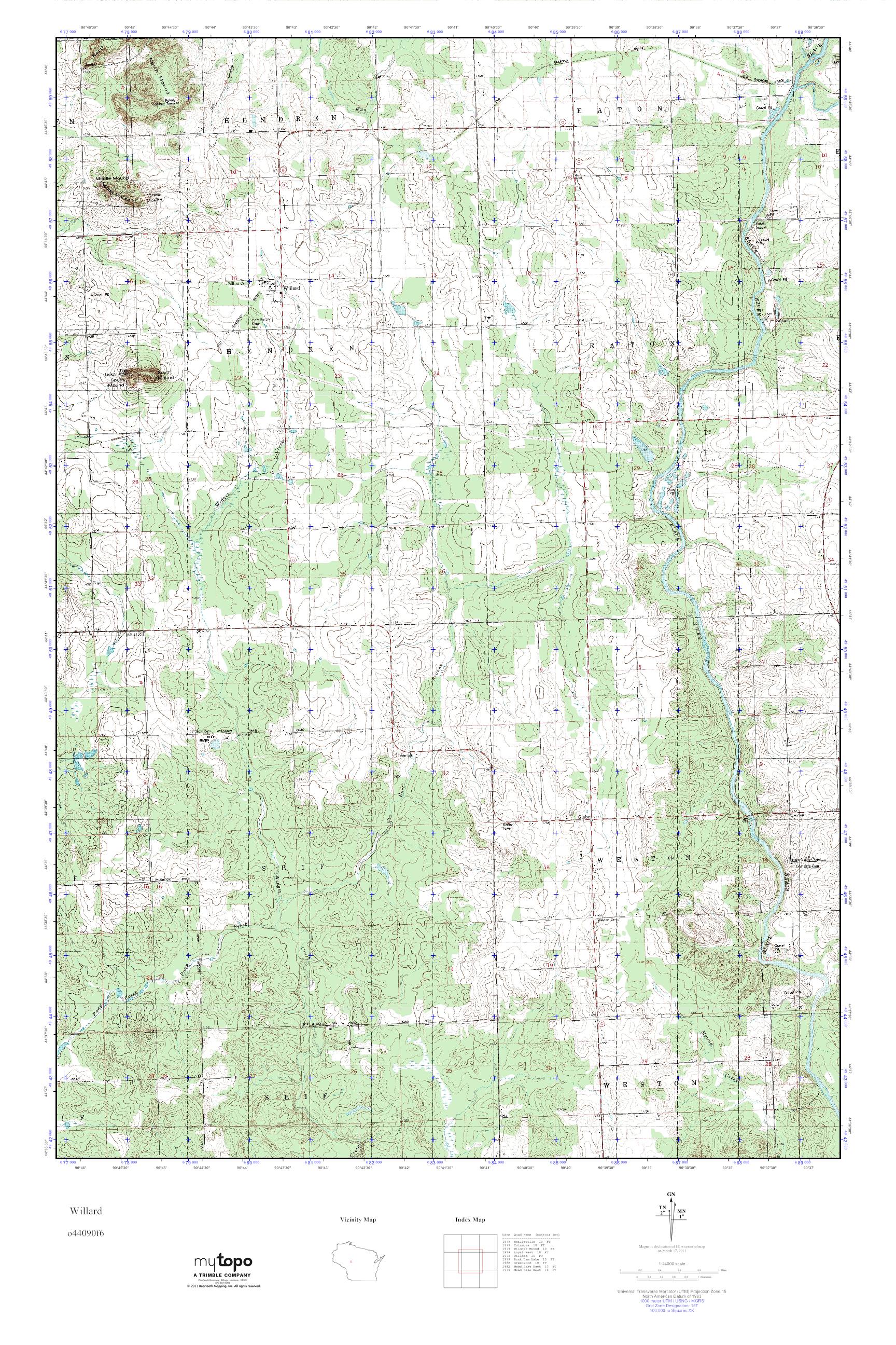 MyTopo Willard, Wisconsin USGS Quad Topo Map
