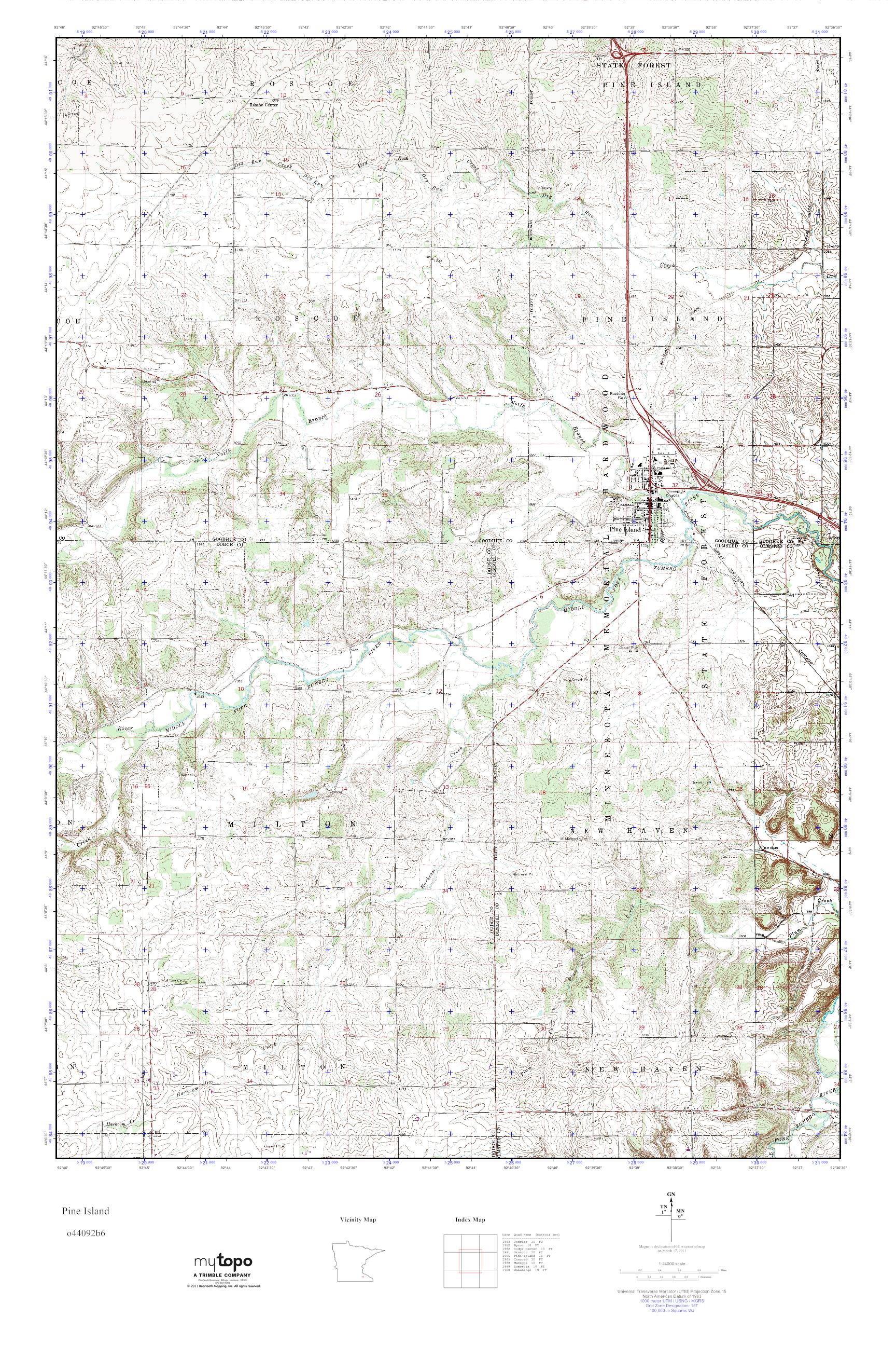 MyTopo Pine Island, Minnesota USGS Quad Topo Map