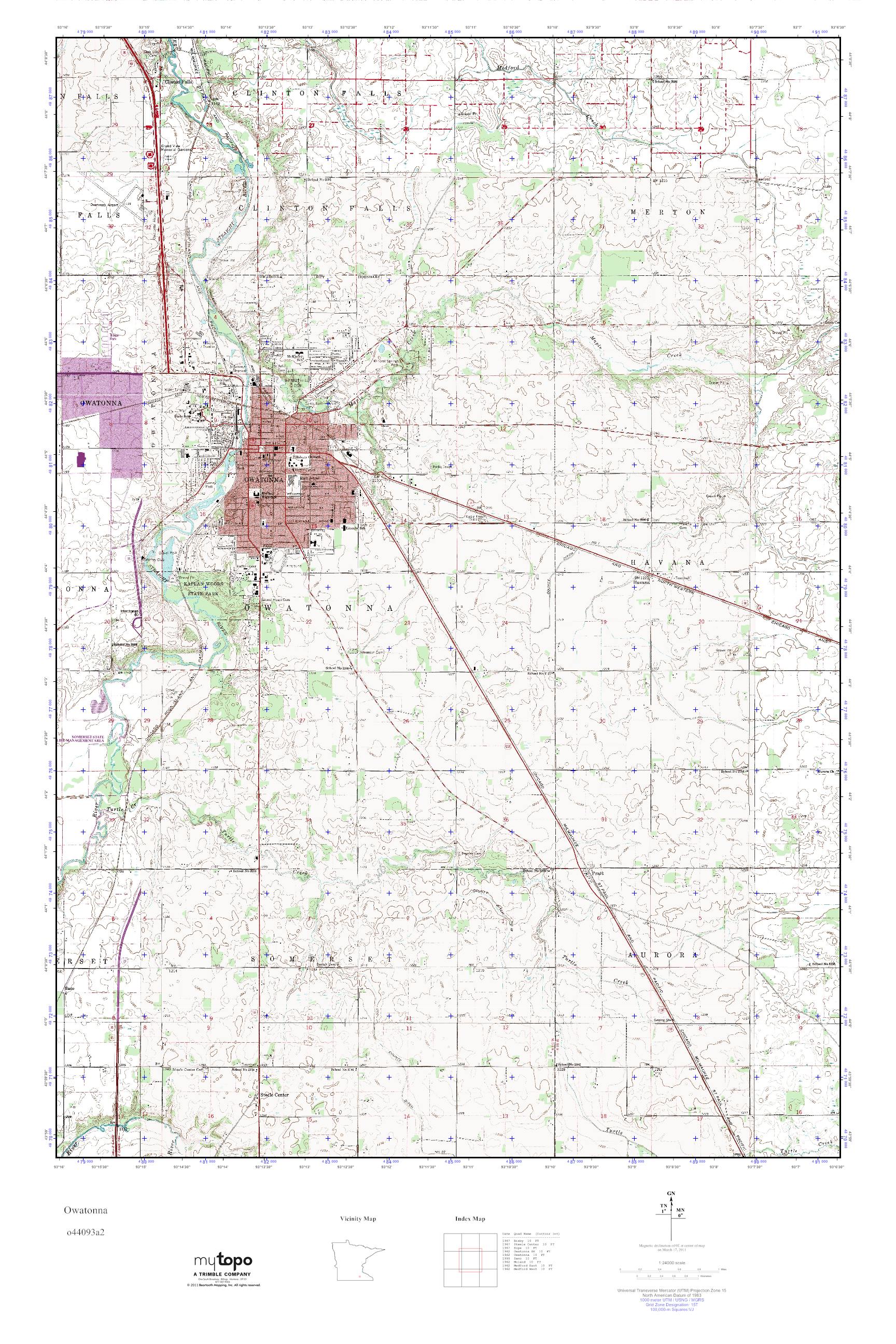 MyTopo Owatonna, Minnesota USGS Quad Topo Map
