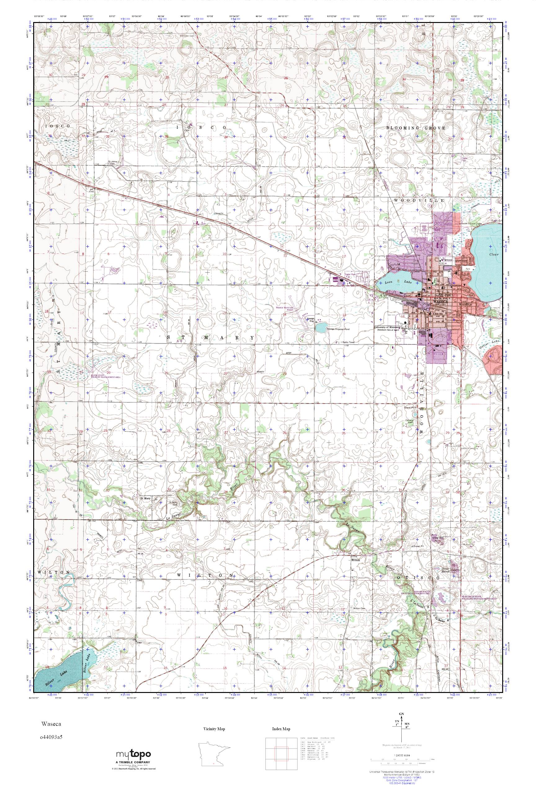 MyTopo Waseca, Minnesota USGS Quad Topo Map