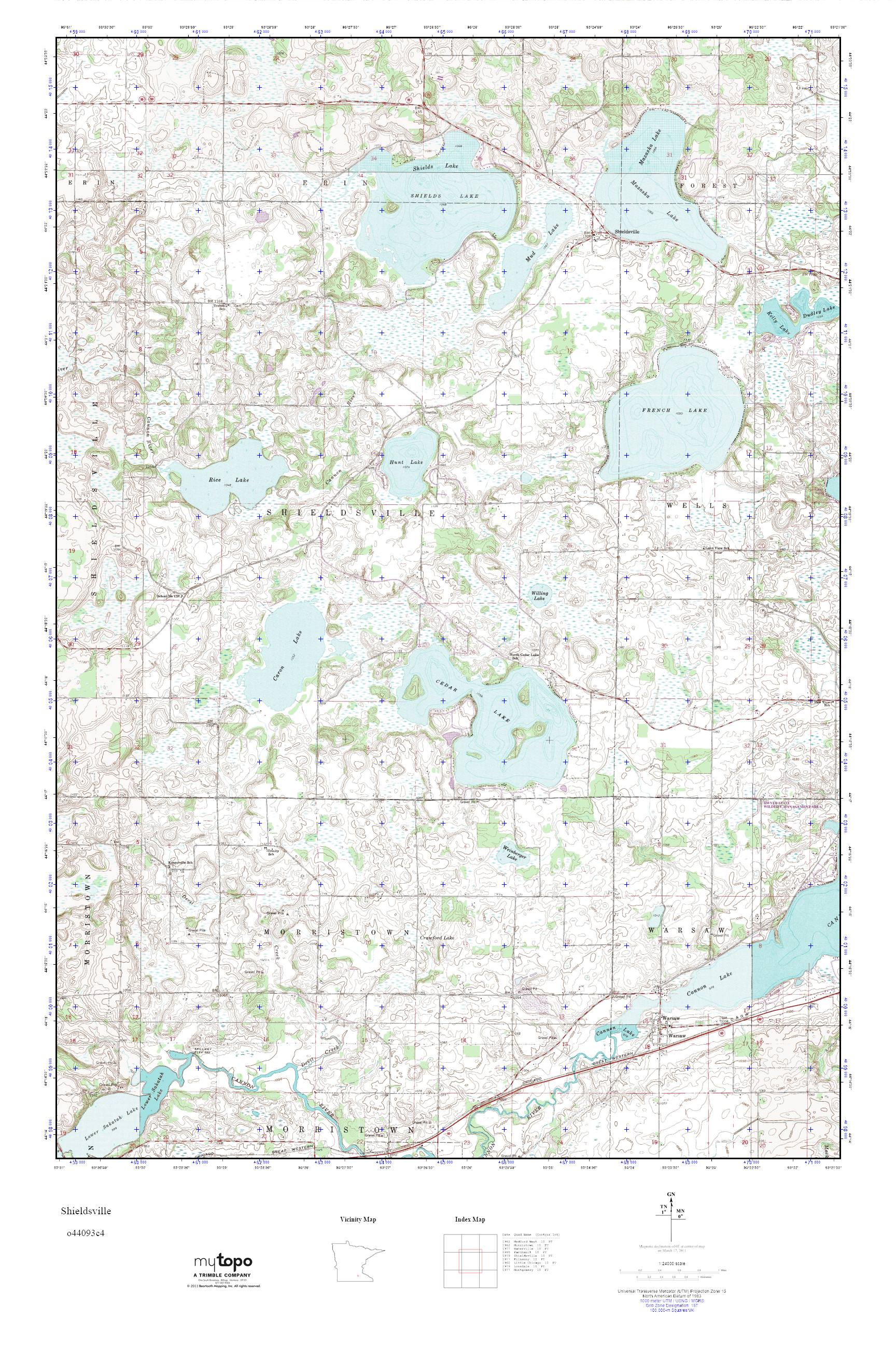 MyTopo Shieldsville, Minnesota USGS Quad Topo Map