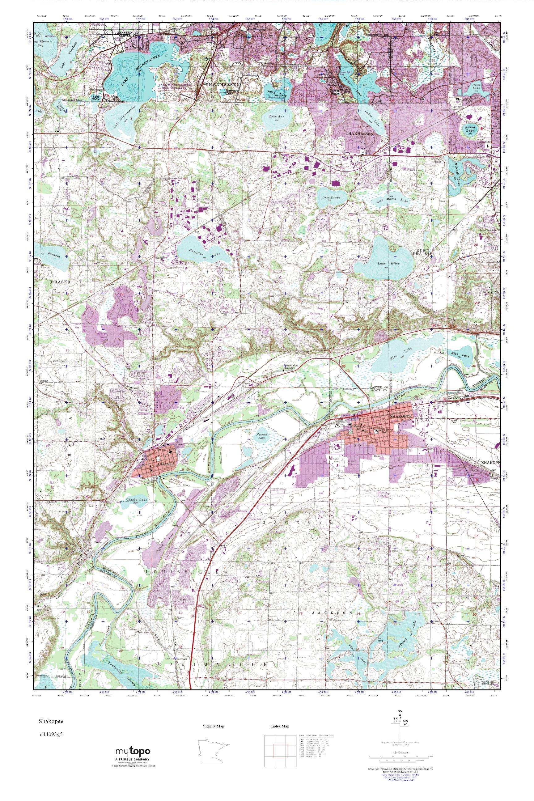MyTopo Shakopee, Minnesota USGS Quad Topo Map
