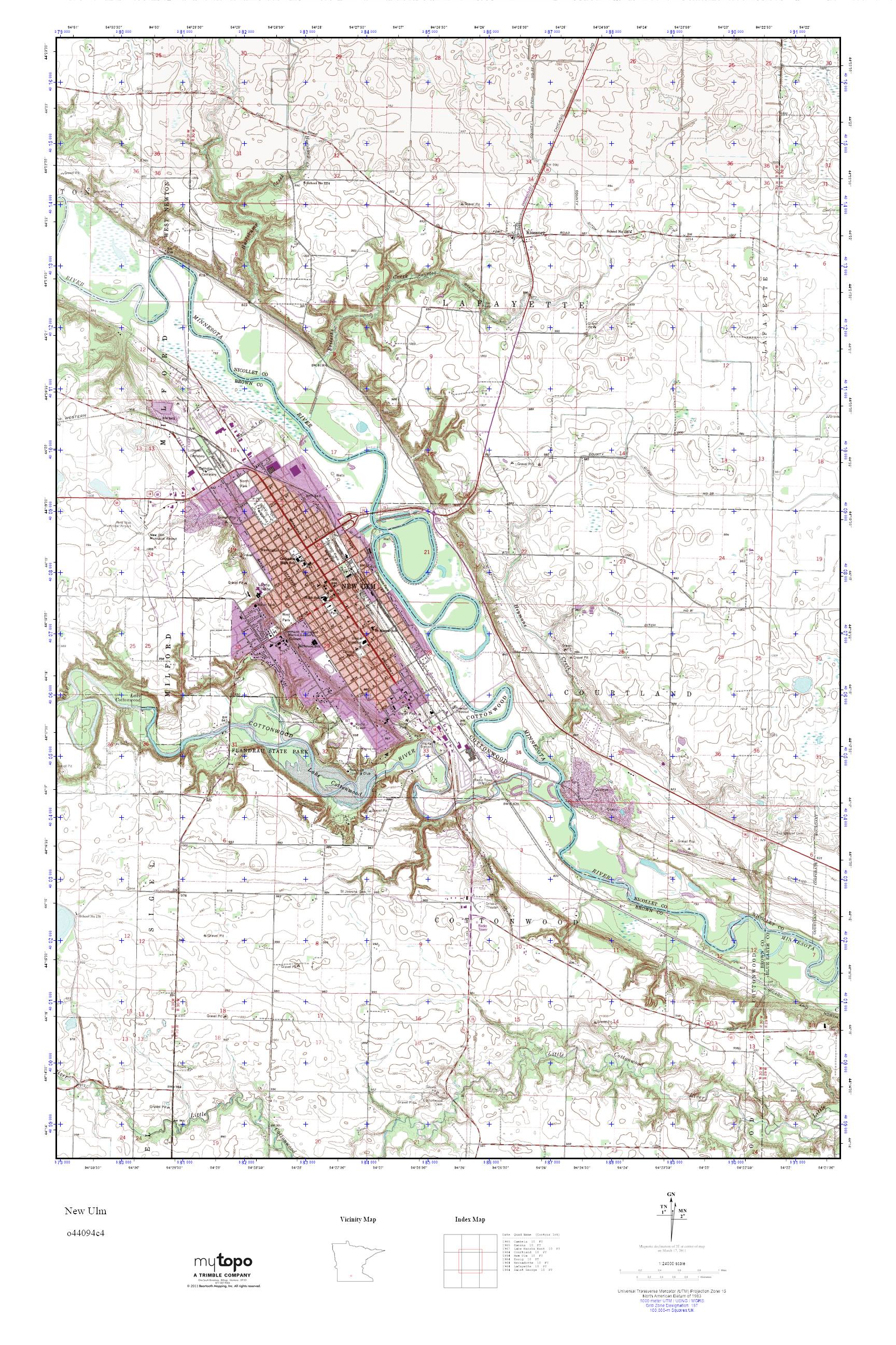 MyTopo New Ulm, Minnesota USGS Quad Topo Map