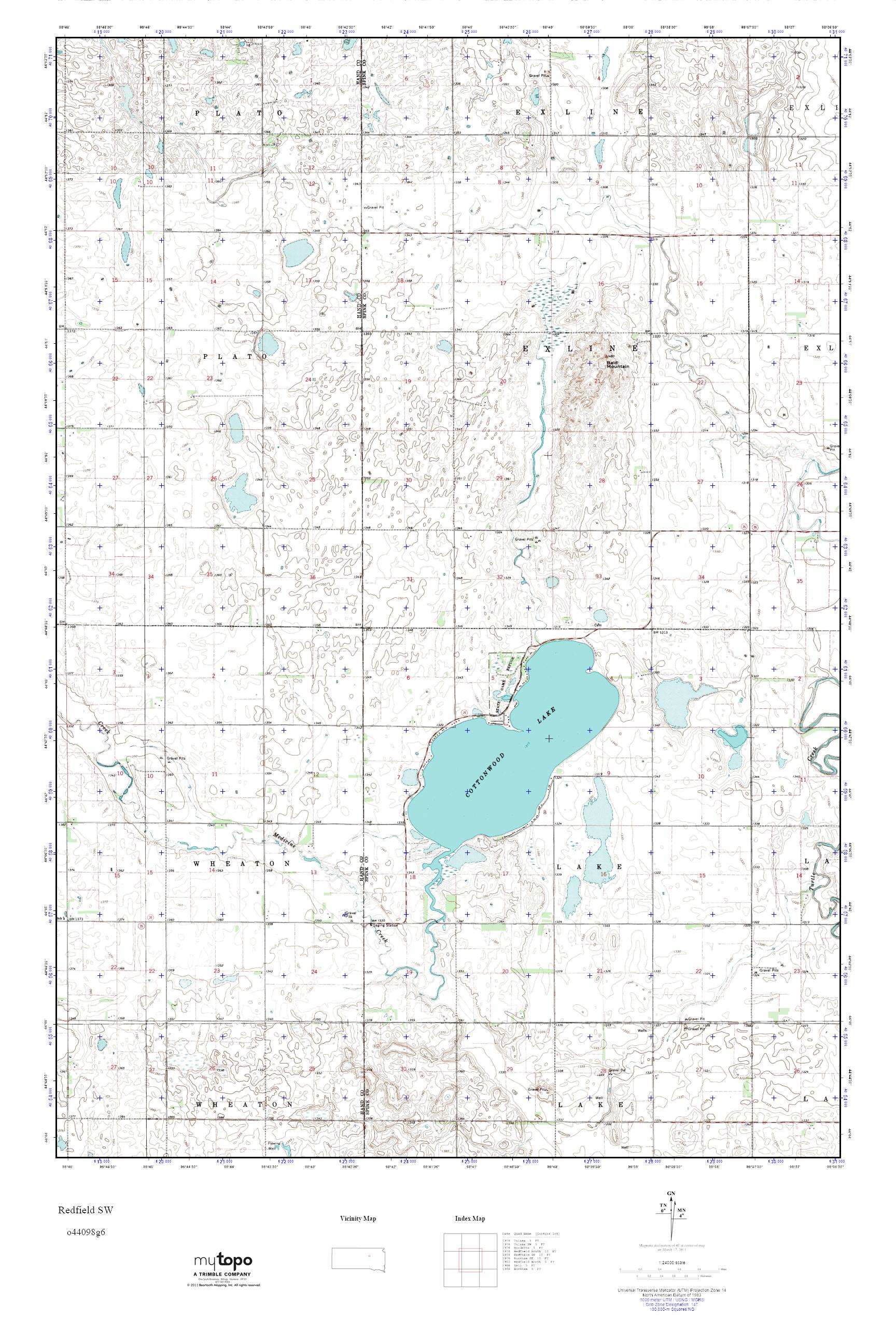 MyTopo Redfield SW, South Dakota USGS Quad Topo Map
