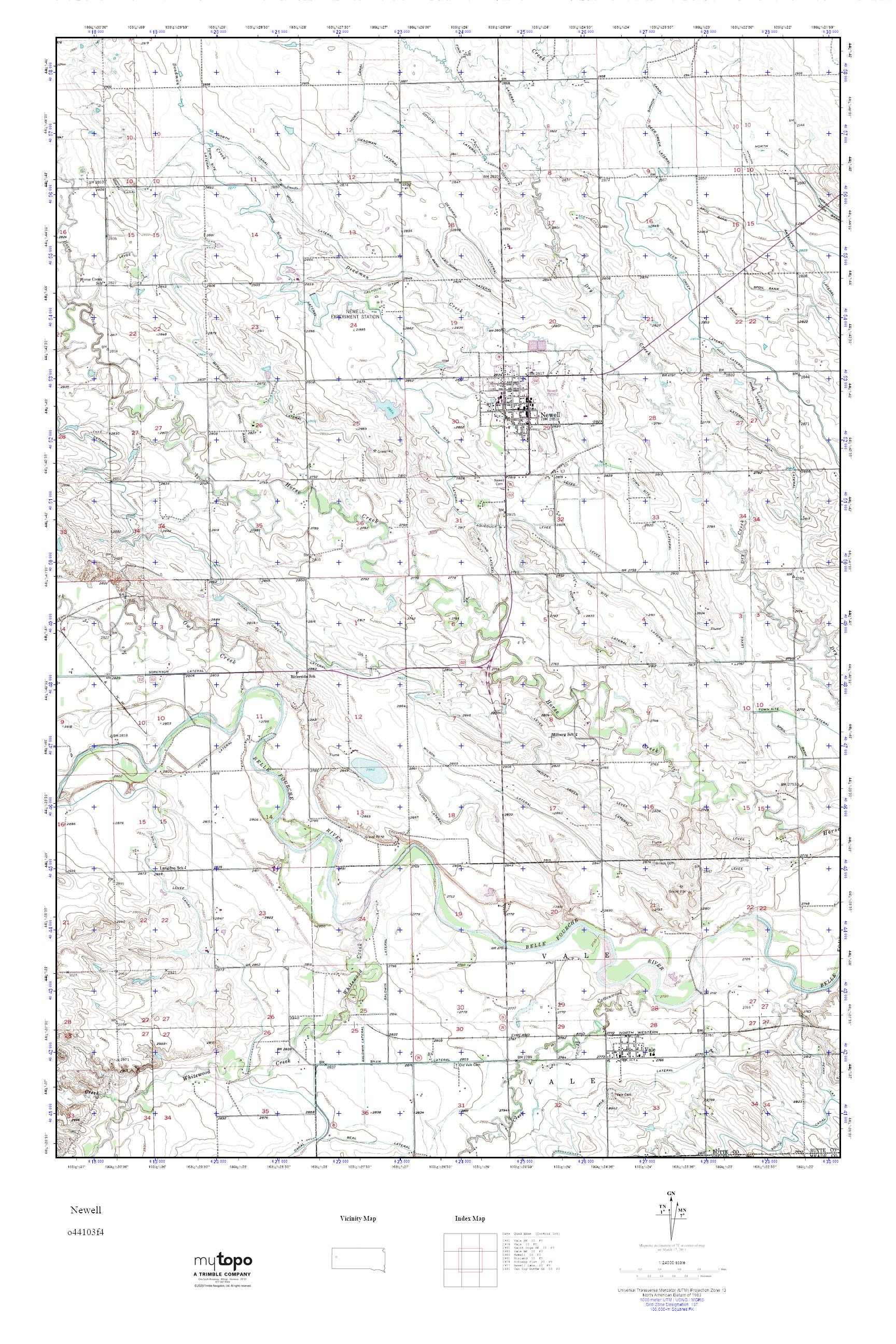 MyTopo Newell, South Dakota USGS Quad Topo Map