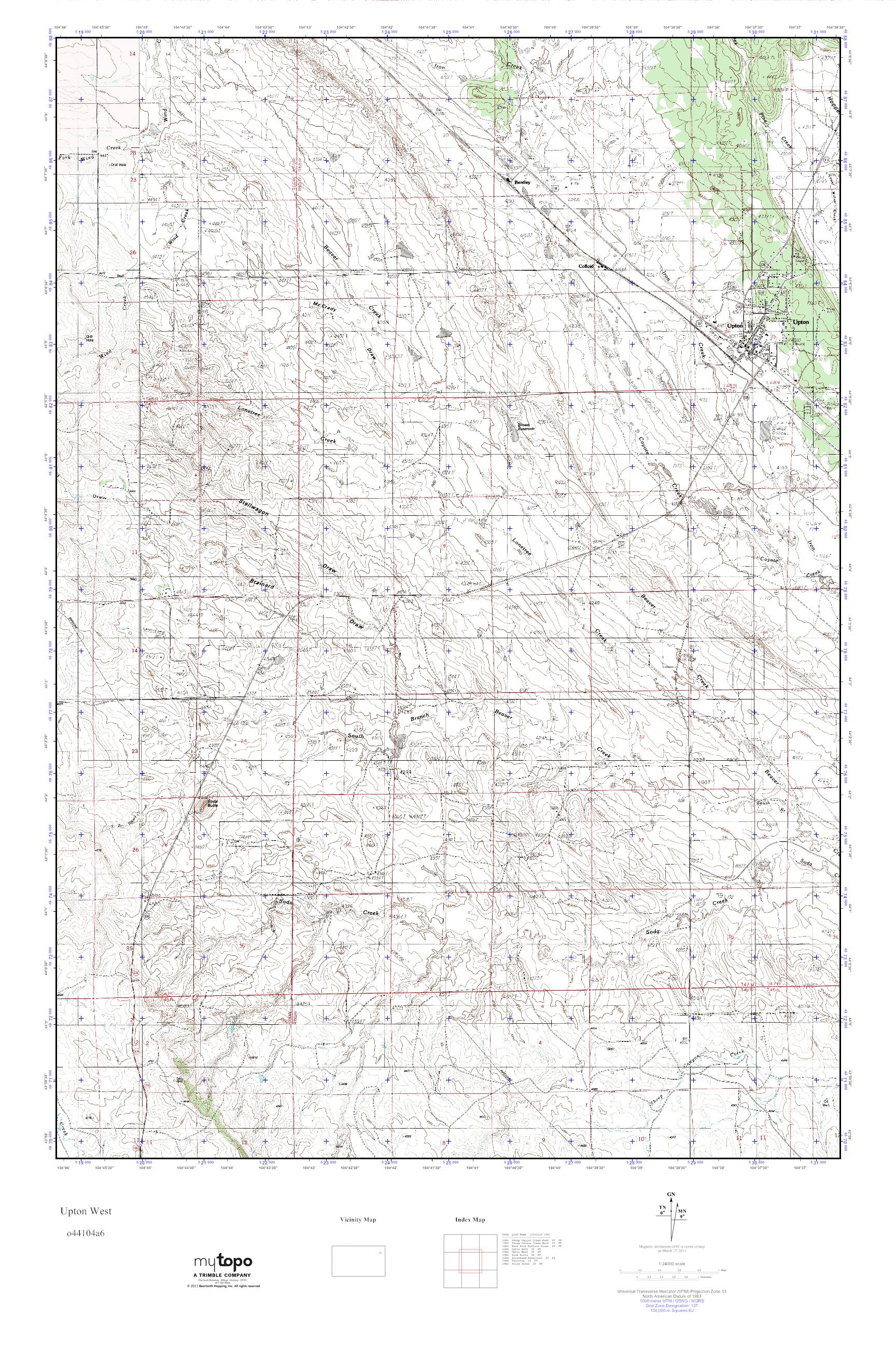 MyTopo Upton West, Wyoming USGS Quad Topo Map