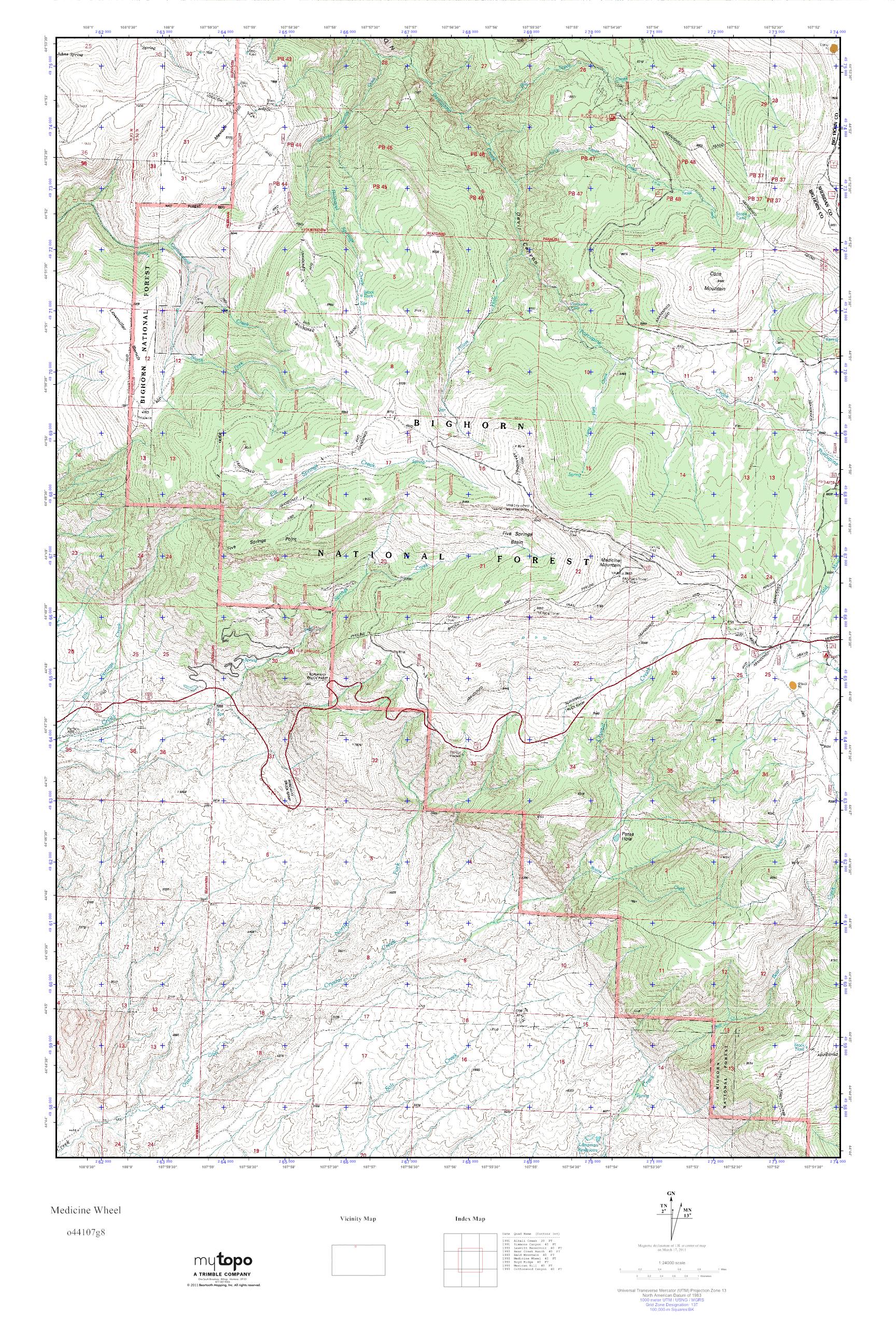 MyTopo Medicine Wheel, Wyoming USGS Quad Topo Map