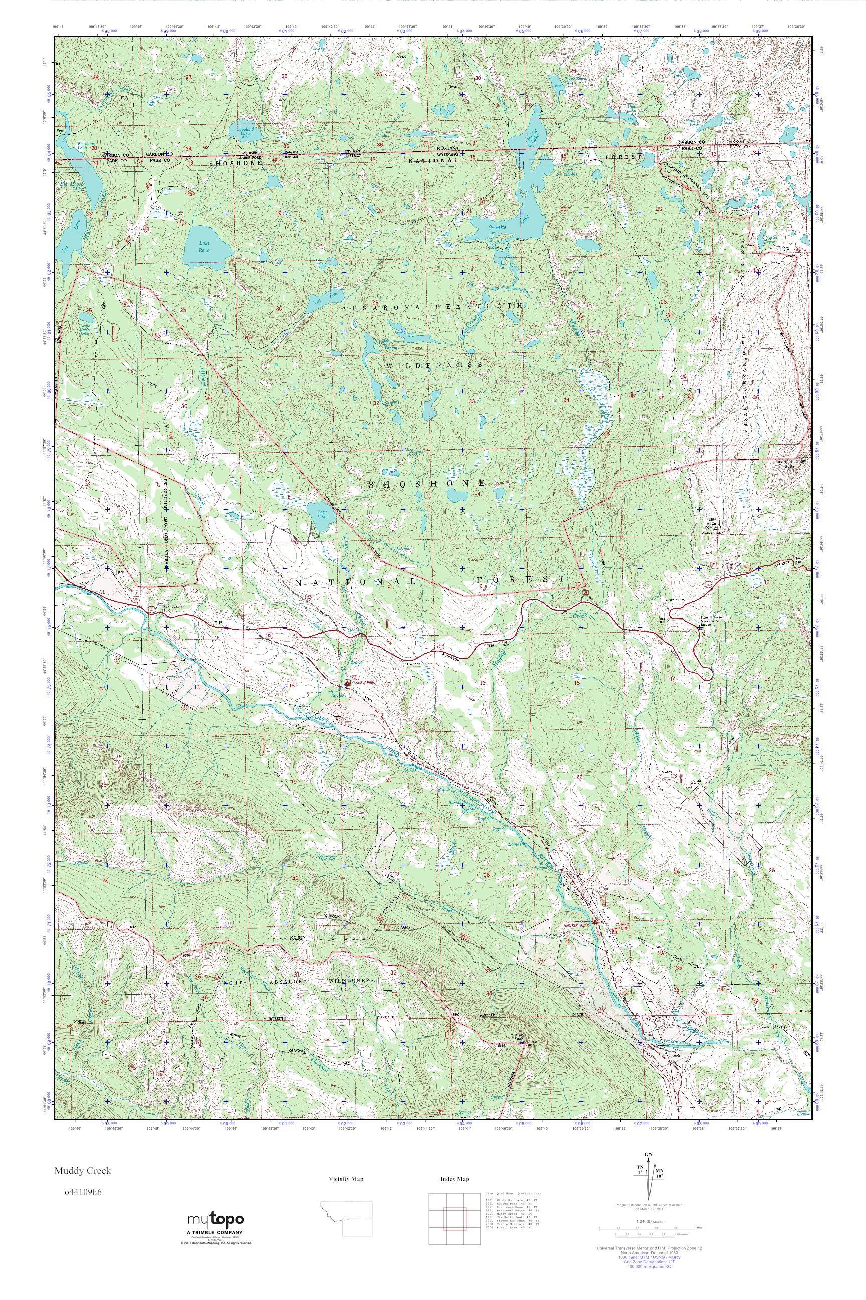MyTopo Muddy Creek, Wyoming USGS Quad Topo Map