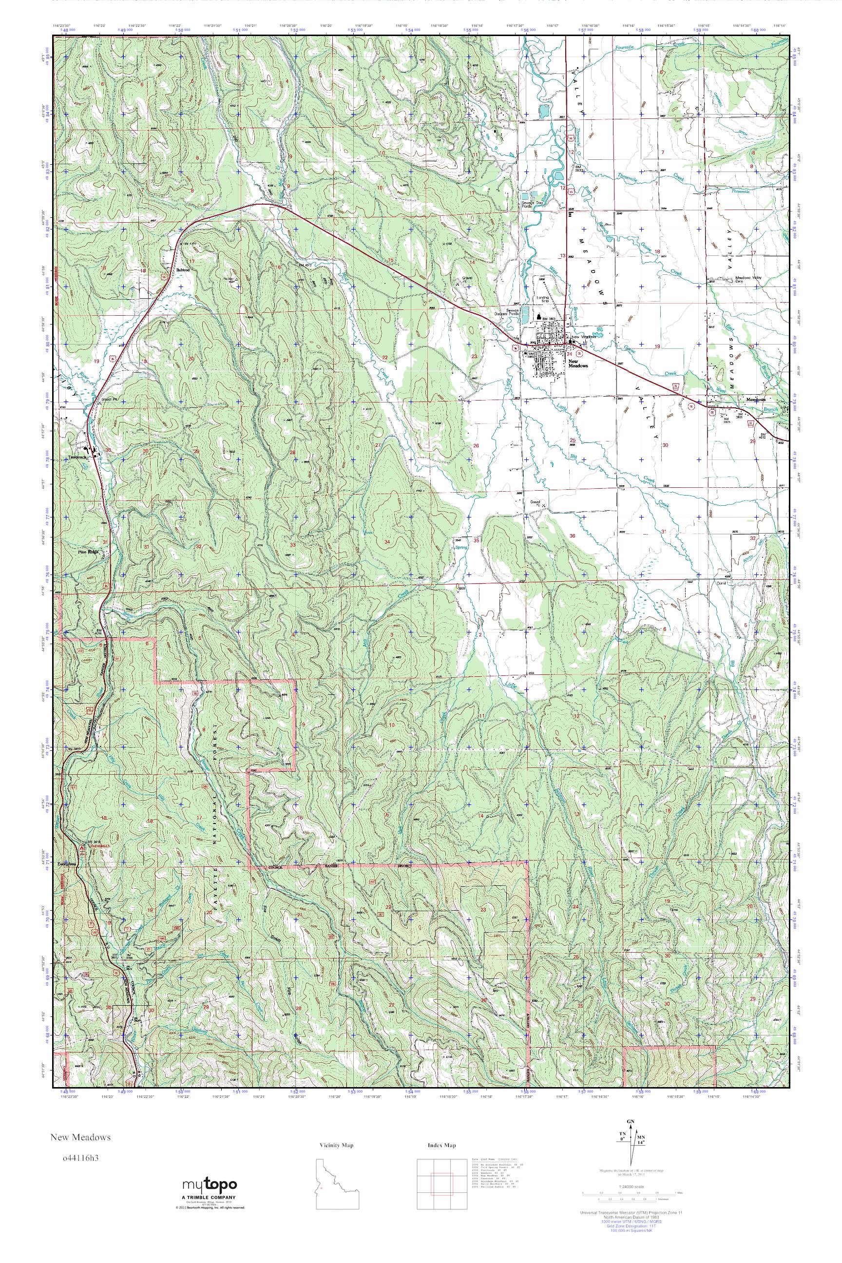MyTopo New Meadows, Idaho USGS Quad Topo Map