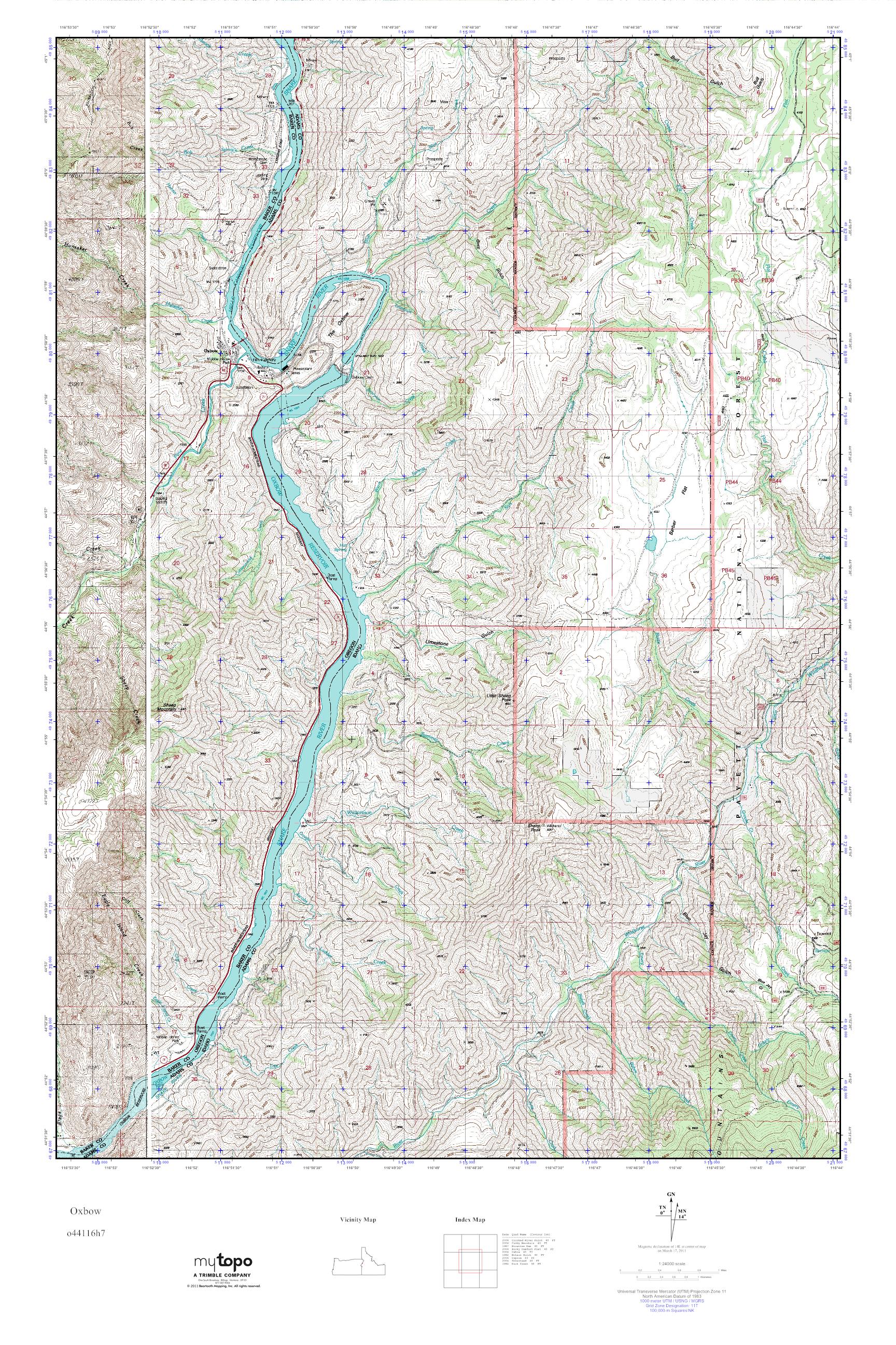 MyTopo Oxbow, Oregon USGS Quad Topo Map
