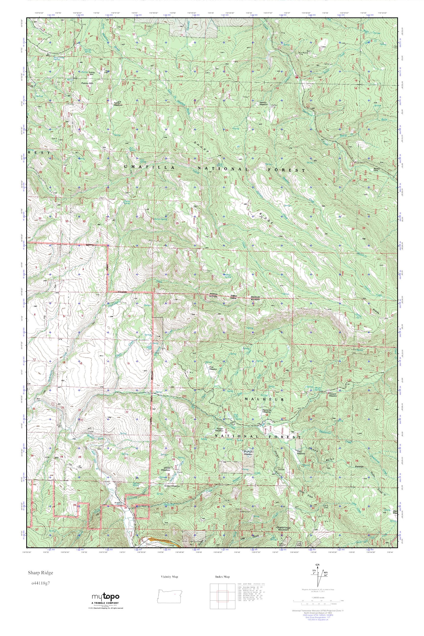 MyTopo Sharp Ridge, Oregon USGS Quad Topo Map