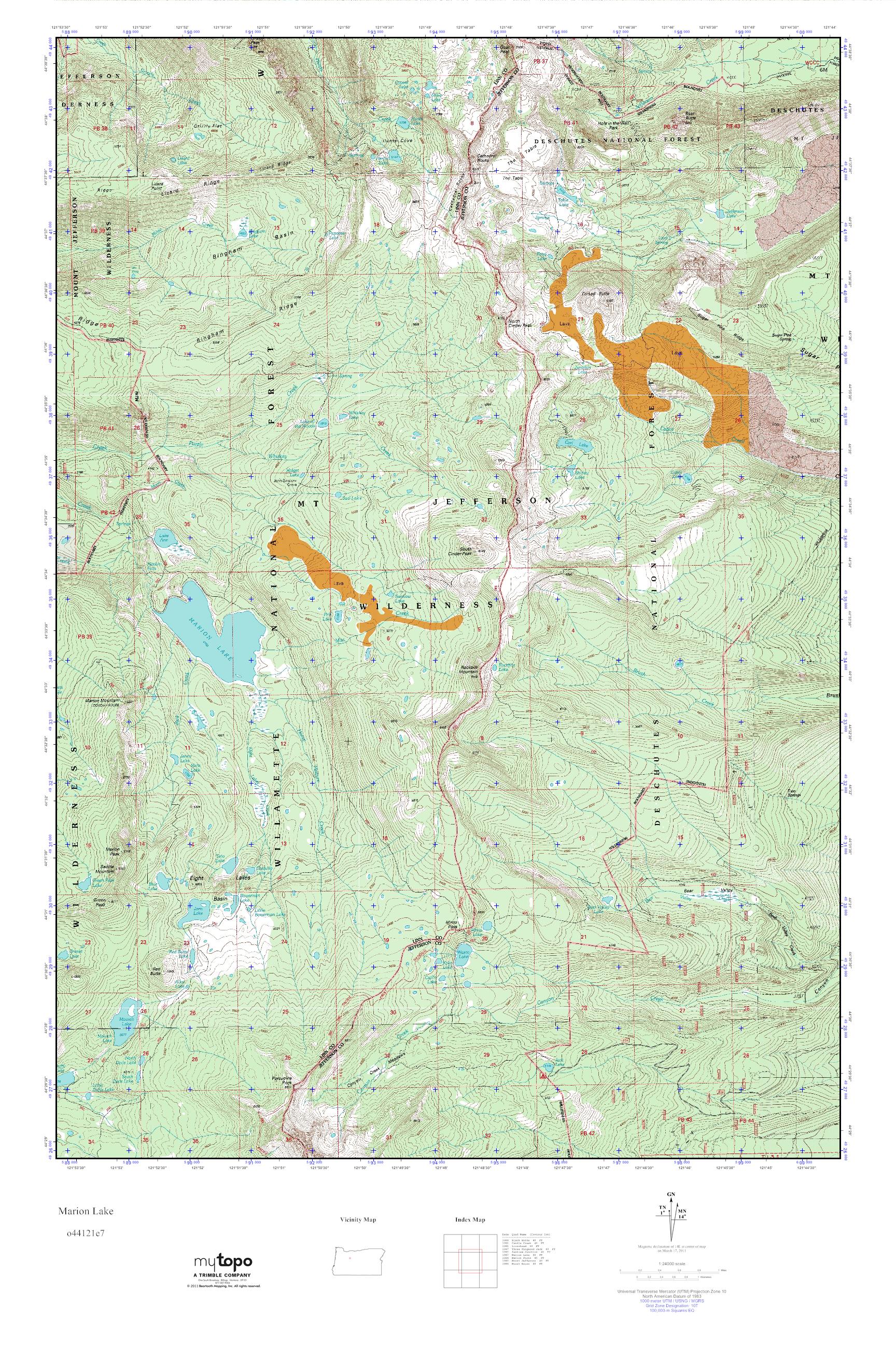 MyTopo Marion Lake, Oregon USGS Quad Topo Map