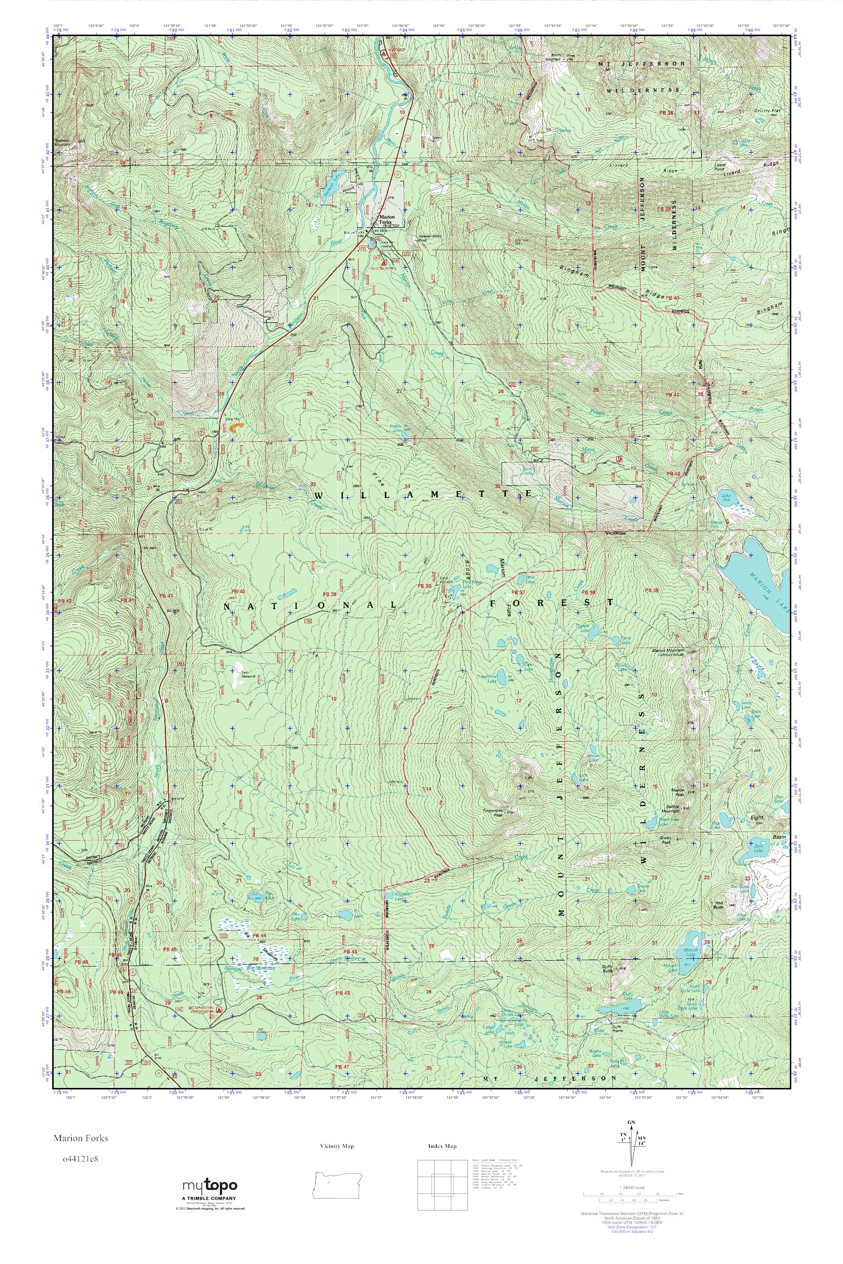 MyTopo Marion Forks, Oregon USGS Quad Topo Map