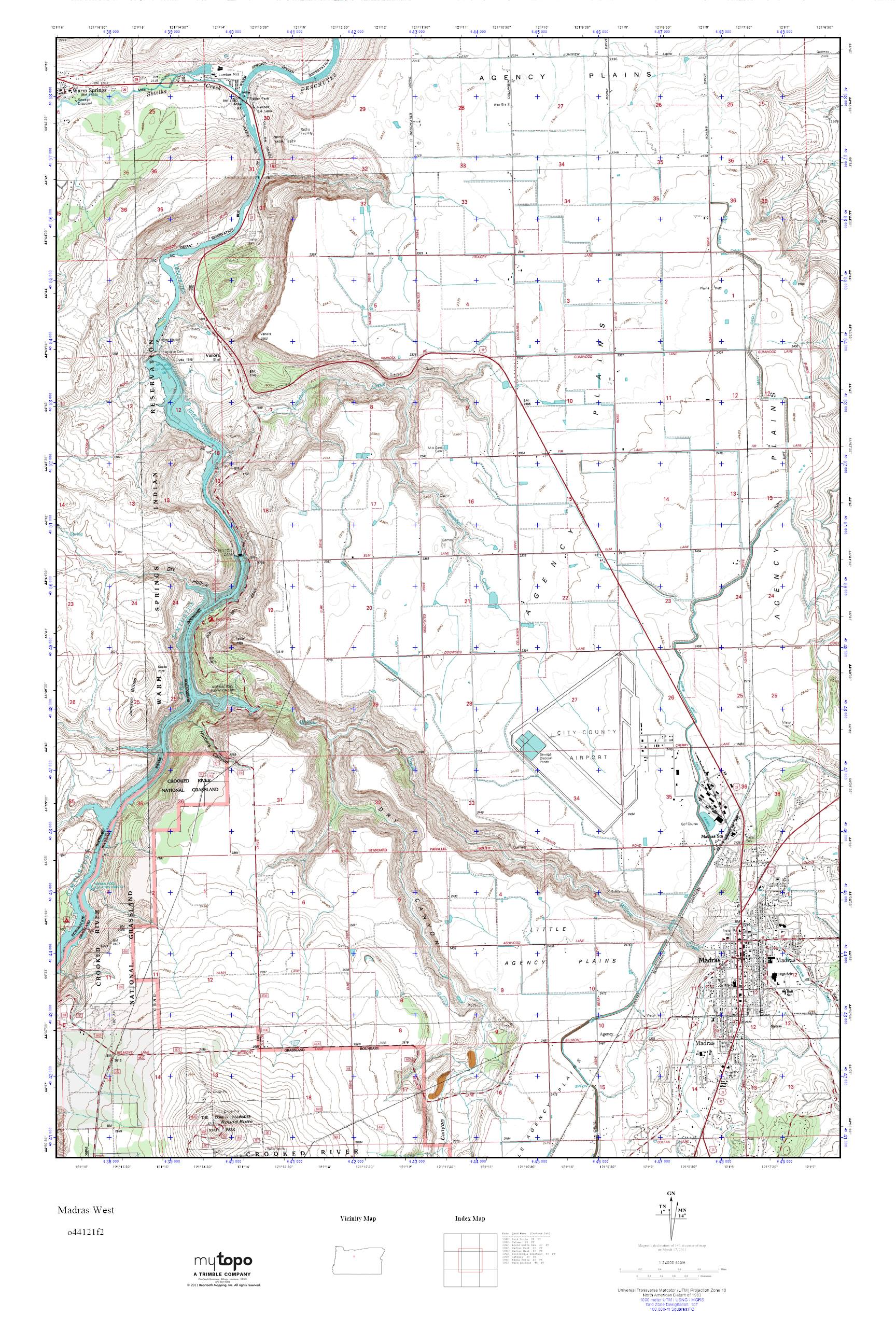 MyTopo Madras West, Oregon USGS Quad Topo Map