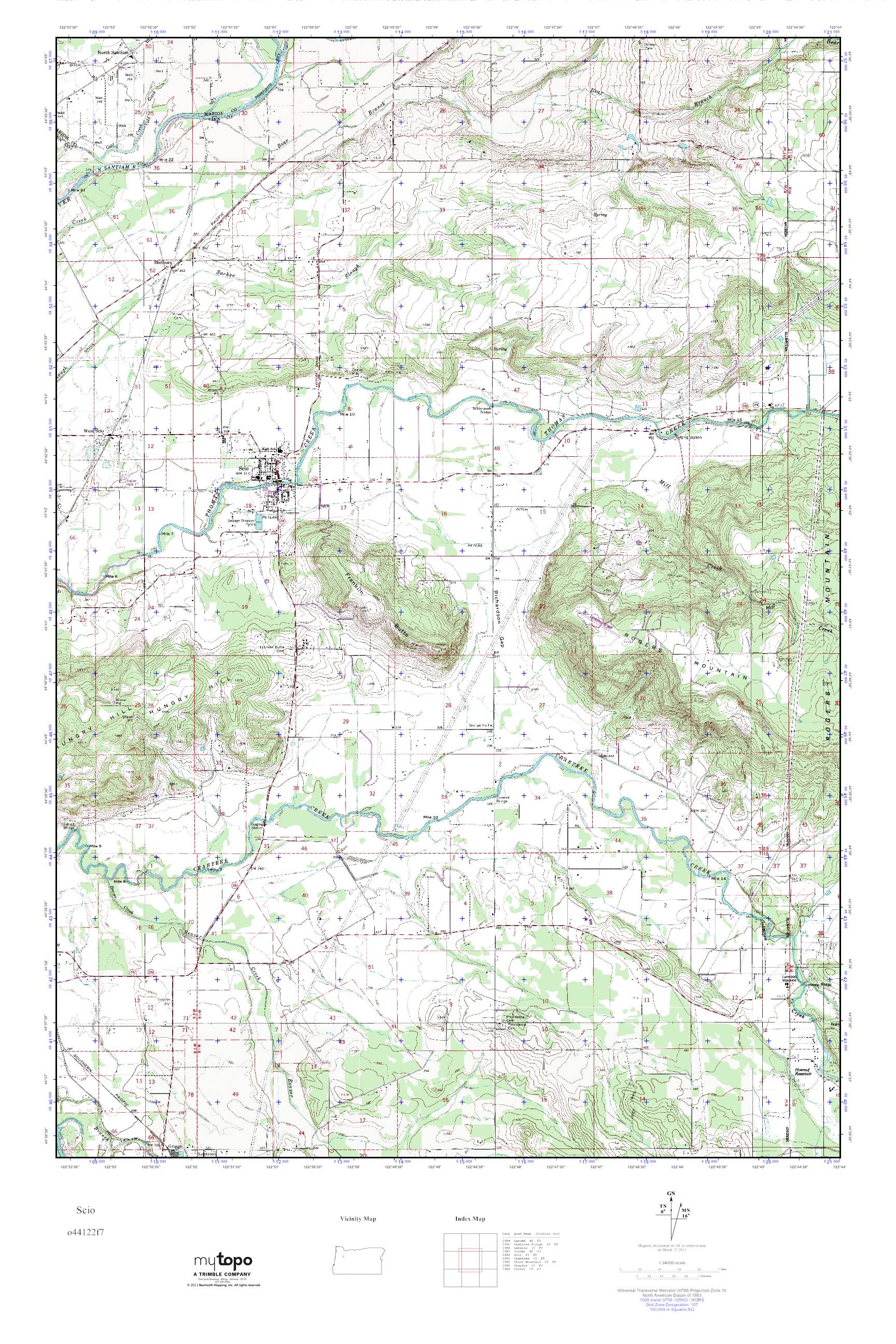 MyTopo Scio, Oregon USGS Quad Topo Map