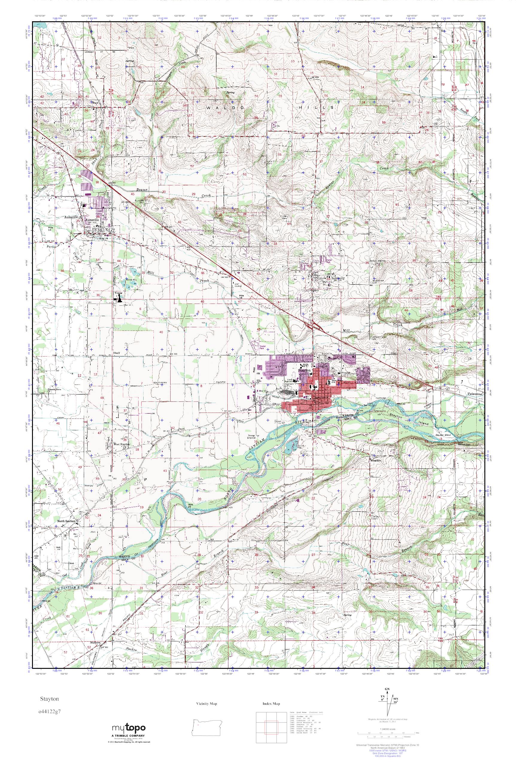 MyTopo Stayton, Oregon USGS Quad Topo Map