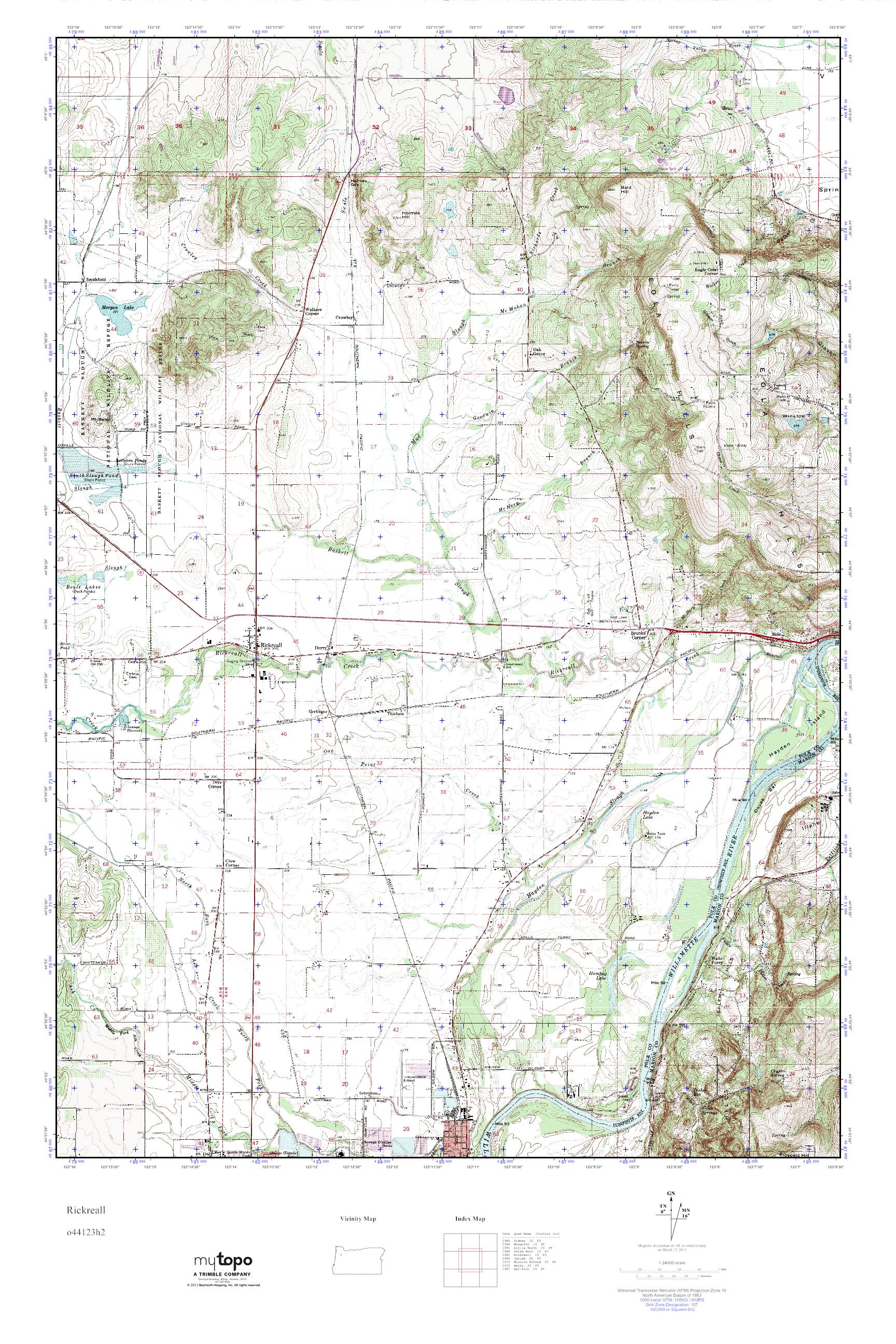 MyTopo Rickreall, Oregon USGS Quad Topo Map