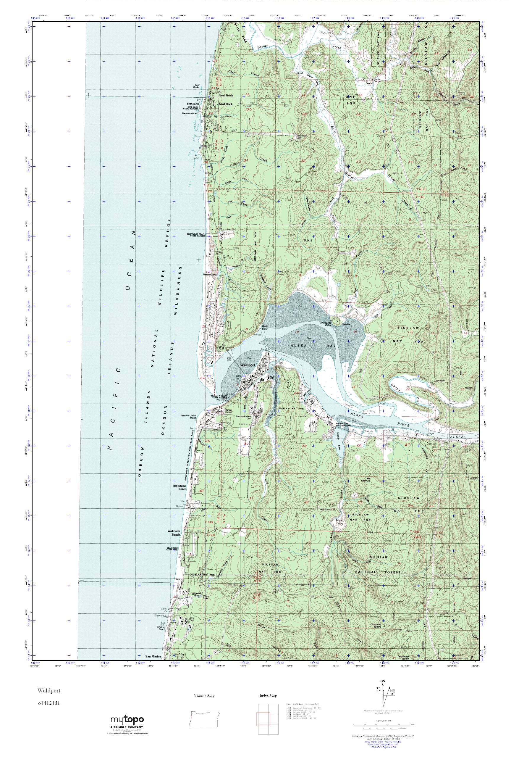 MyTopo Waldport, Oregon USGS Quad Topo Map