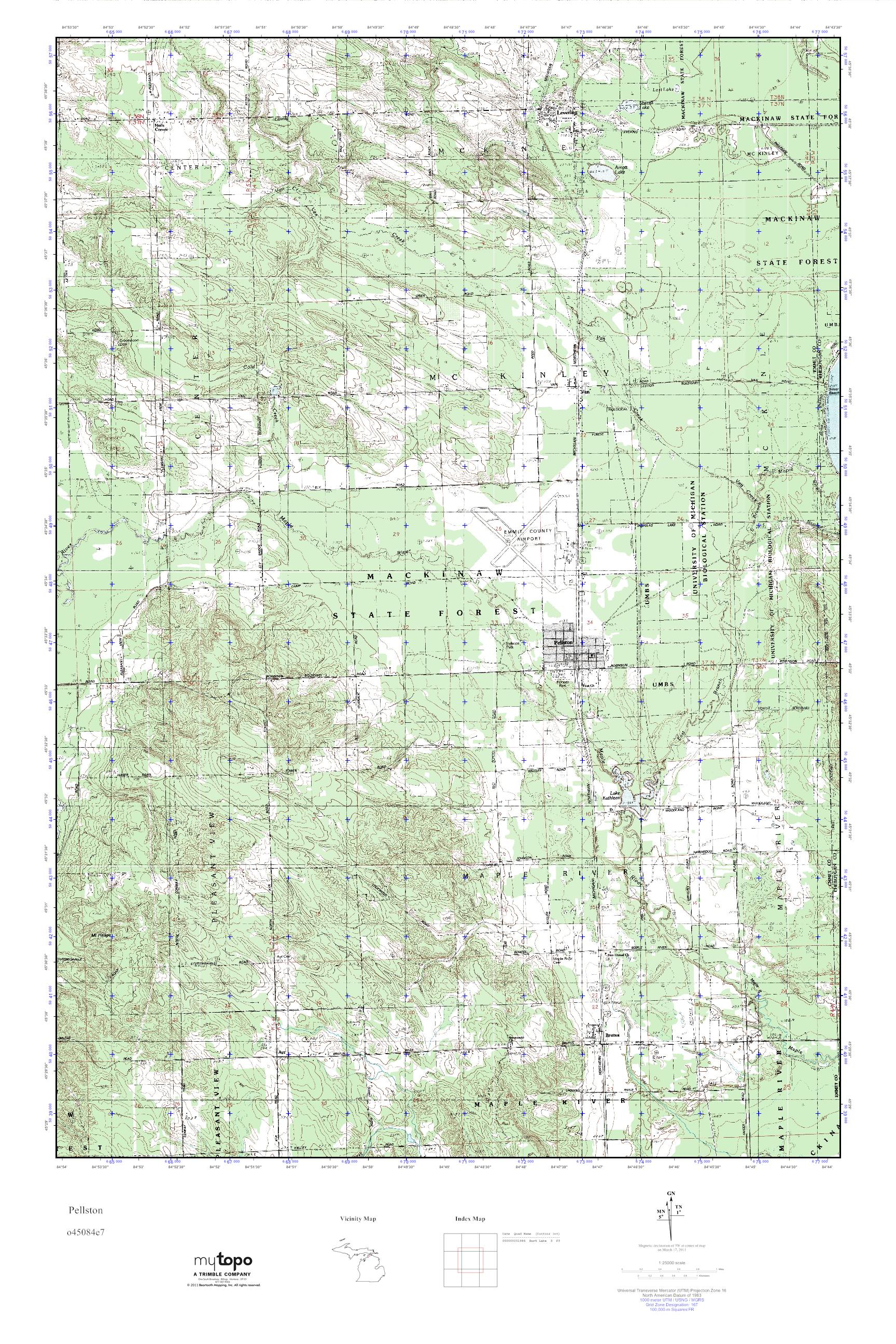 MyTopo Pellston, Michigan USGS Quad Topo Map