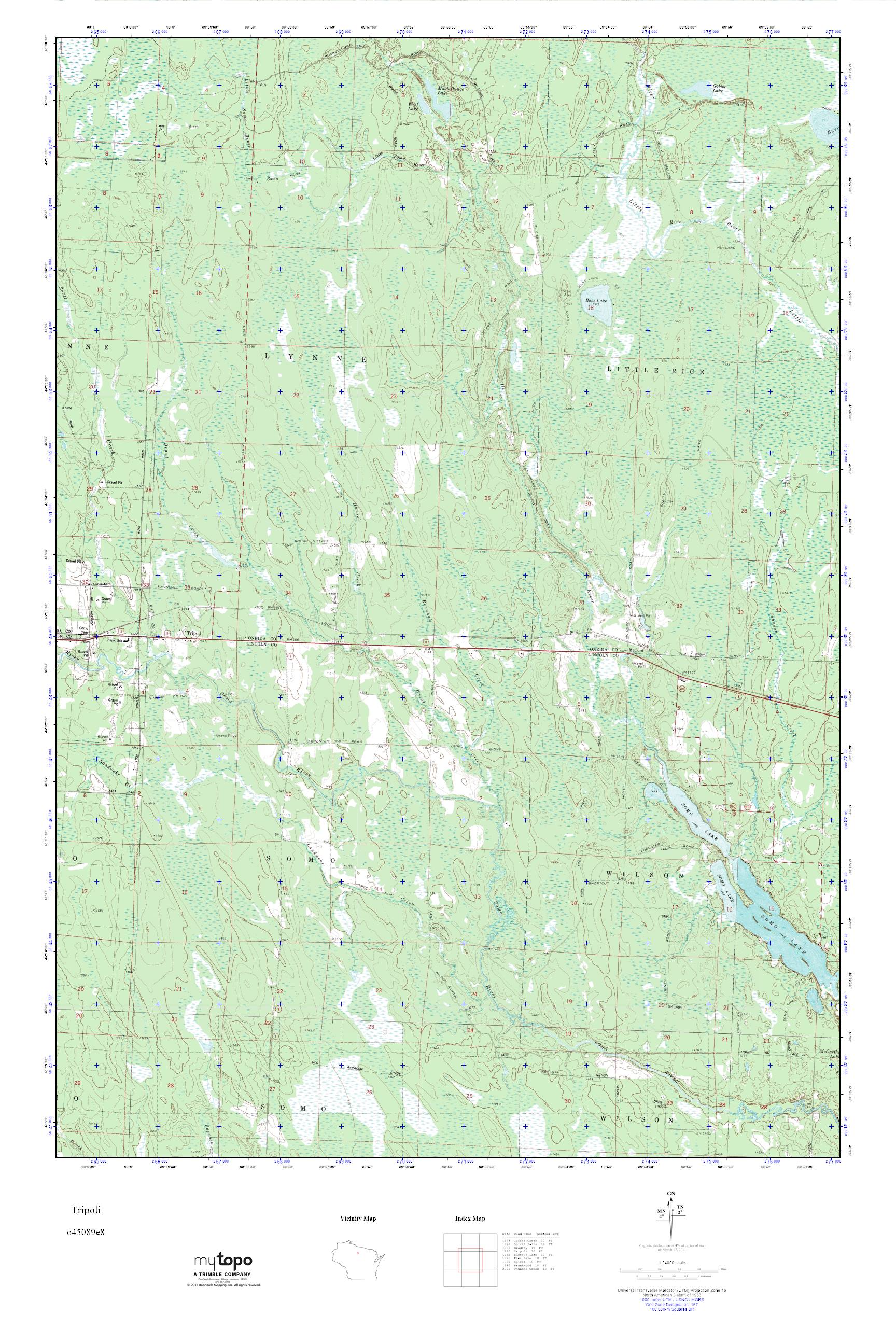 MyTopo Tripoli, Wisconsin USGS Quad Topo Map