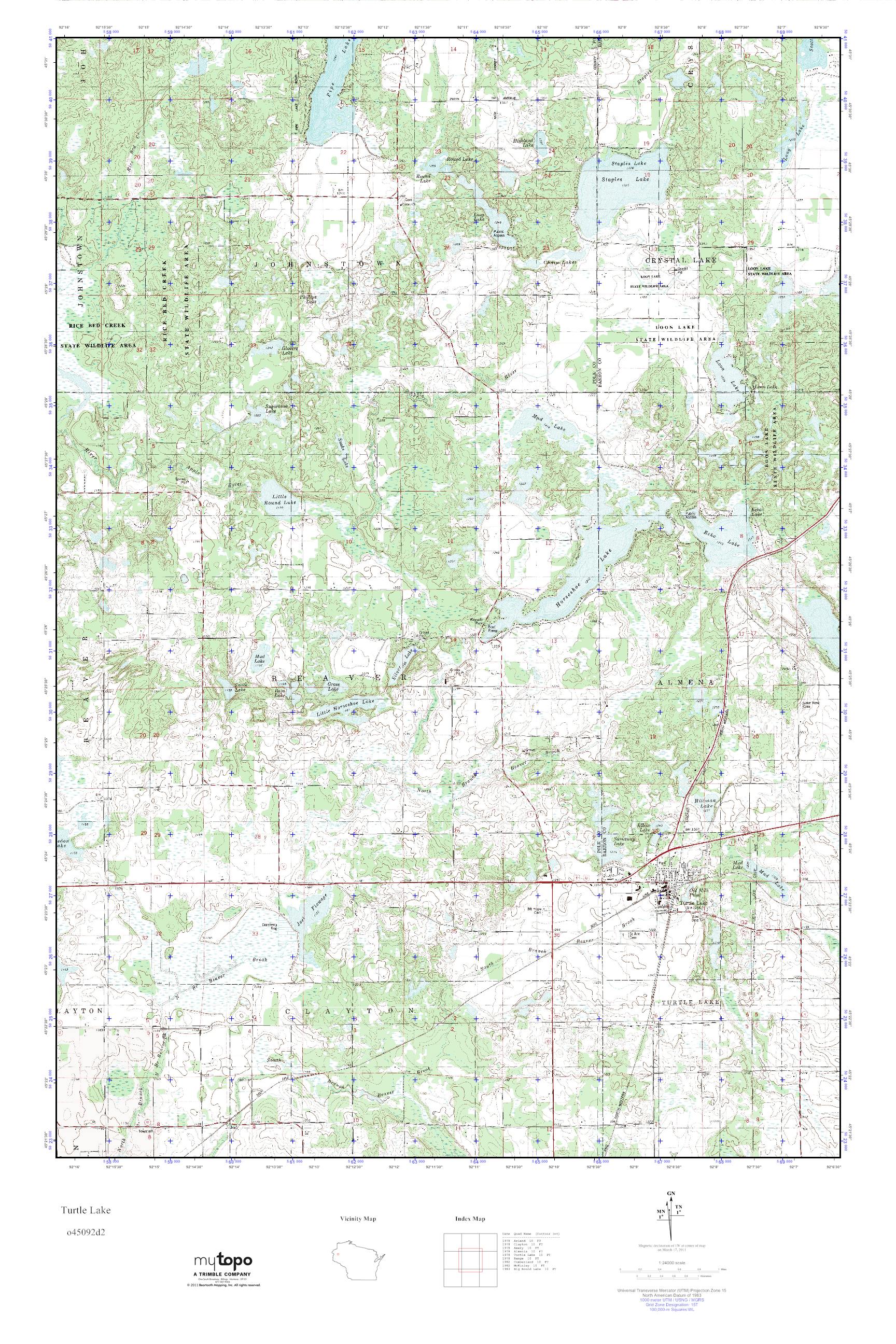 MyTopo Turtle Lake, Wisconsin USGS Quad Topo Map