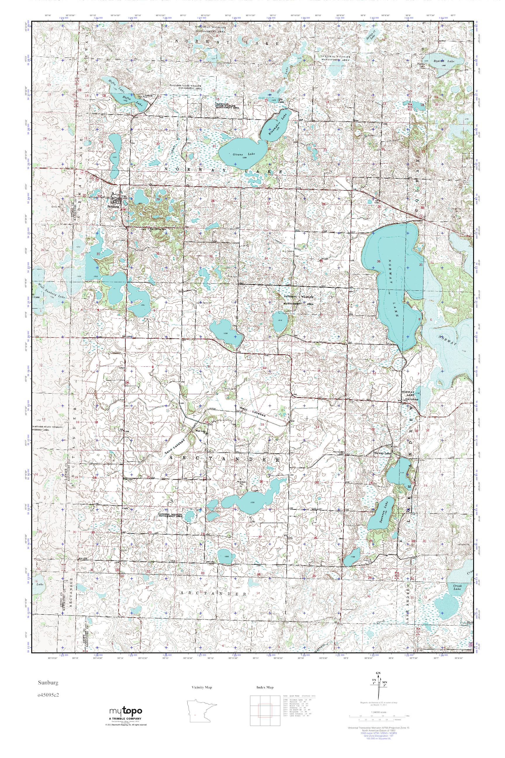 MyTopo Sunburg, Minnesota USGS Quad Topo Map