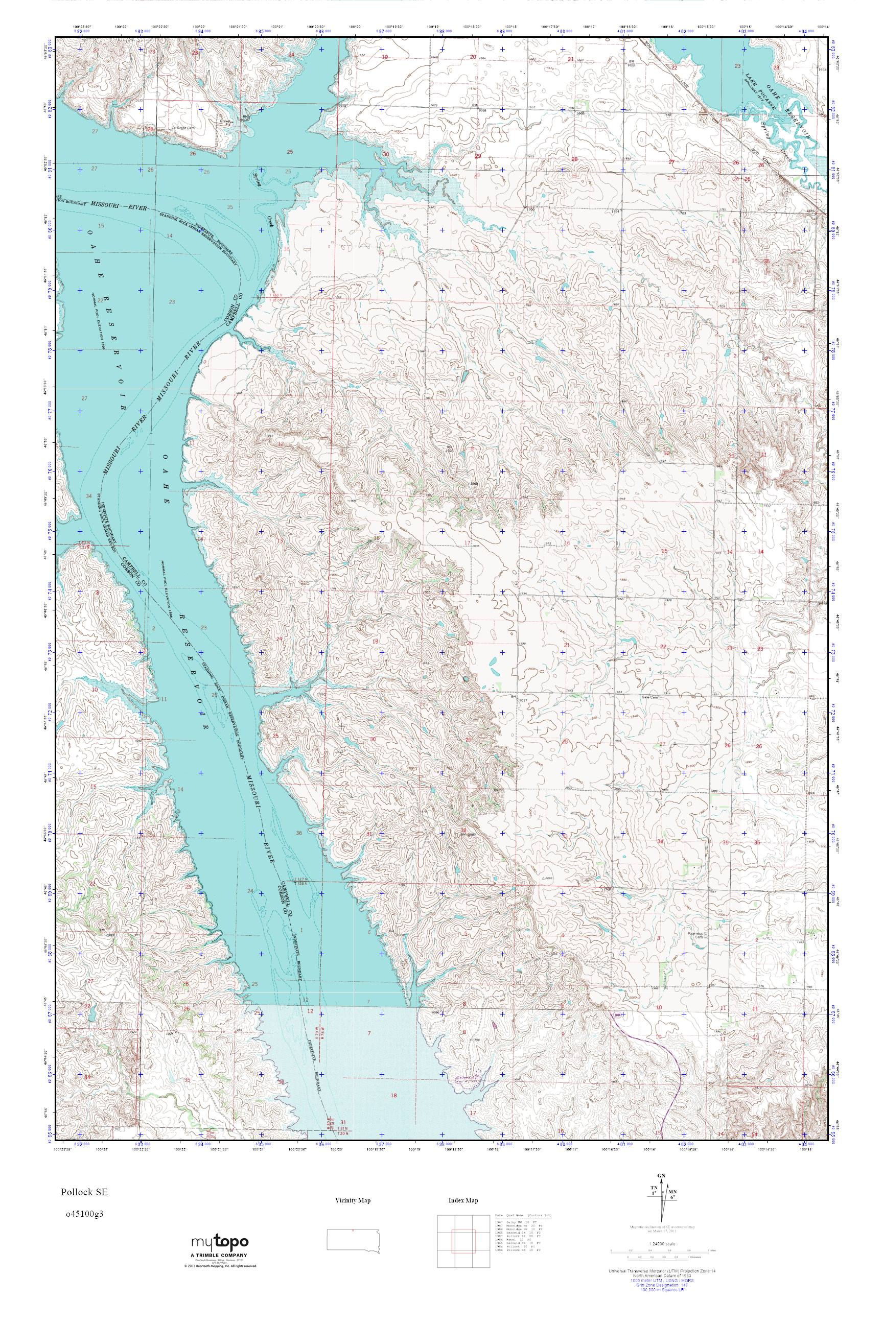 MyTopo Pollock SE, South Dakota USGS Quad Topo Map