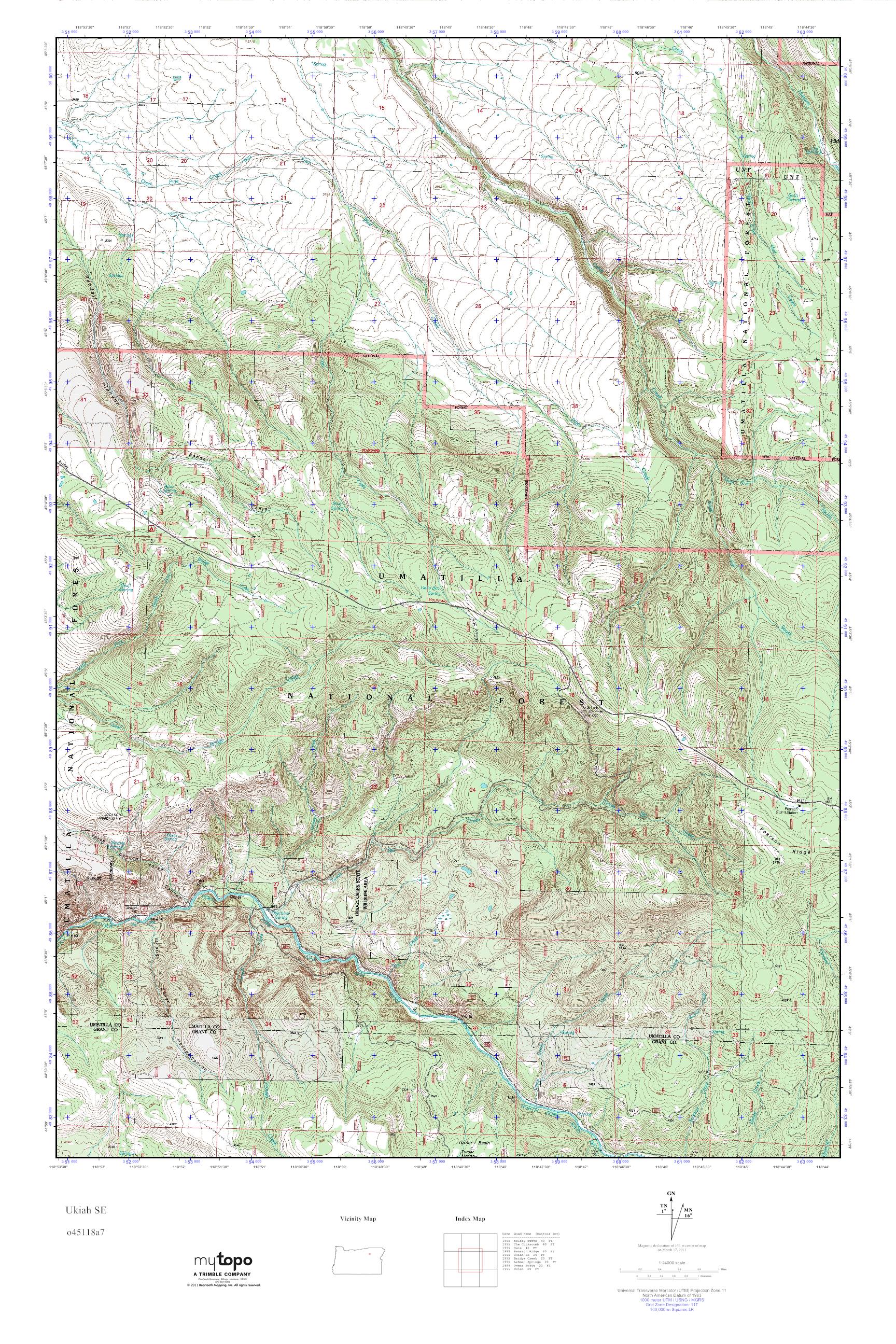 MyTopo Ukiah SE, Oregon USGS Quad Topo Map