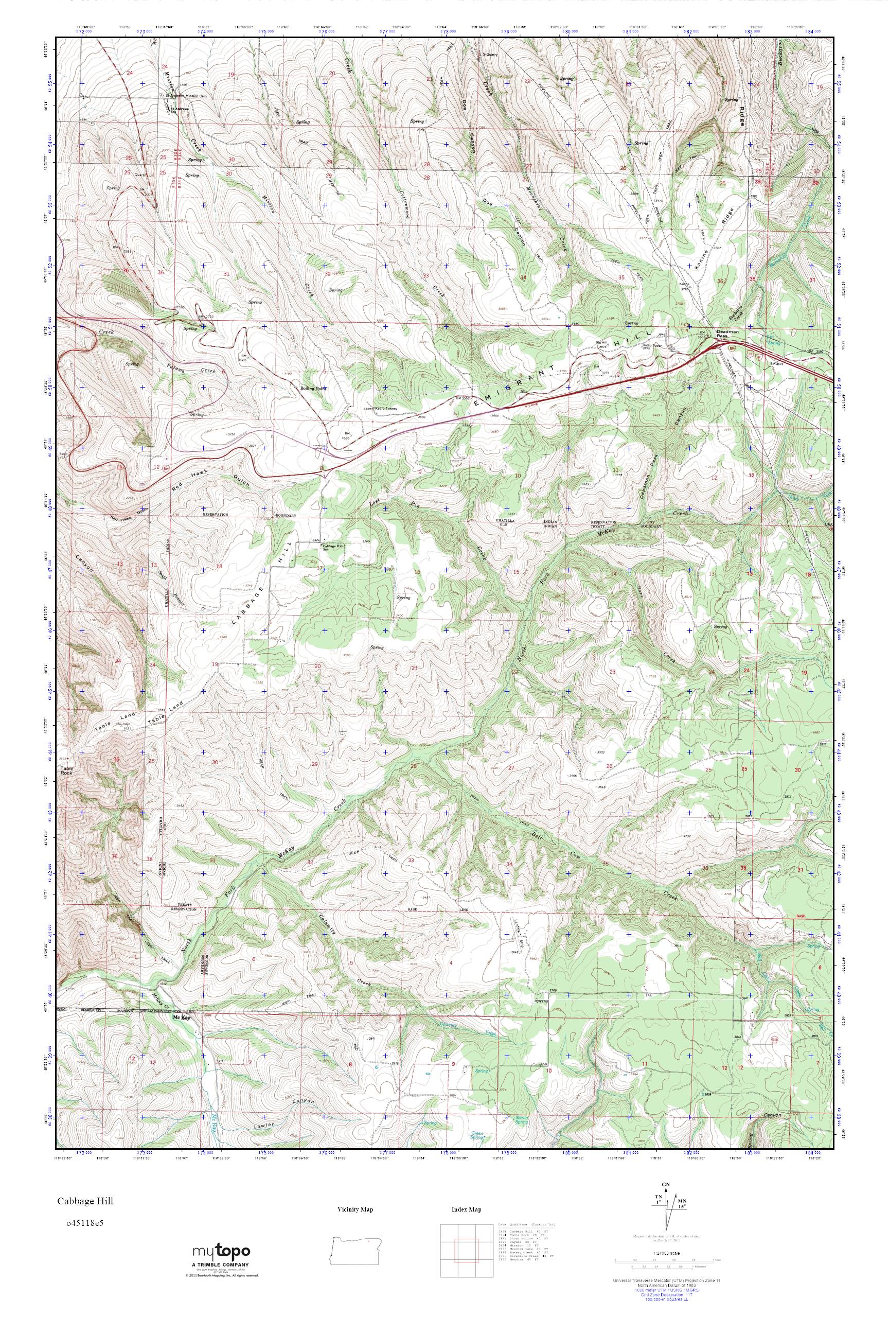MyTopo Cabbage Hill, Oregon USGS Quad Topo Map