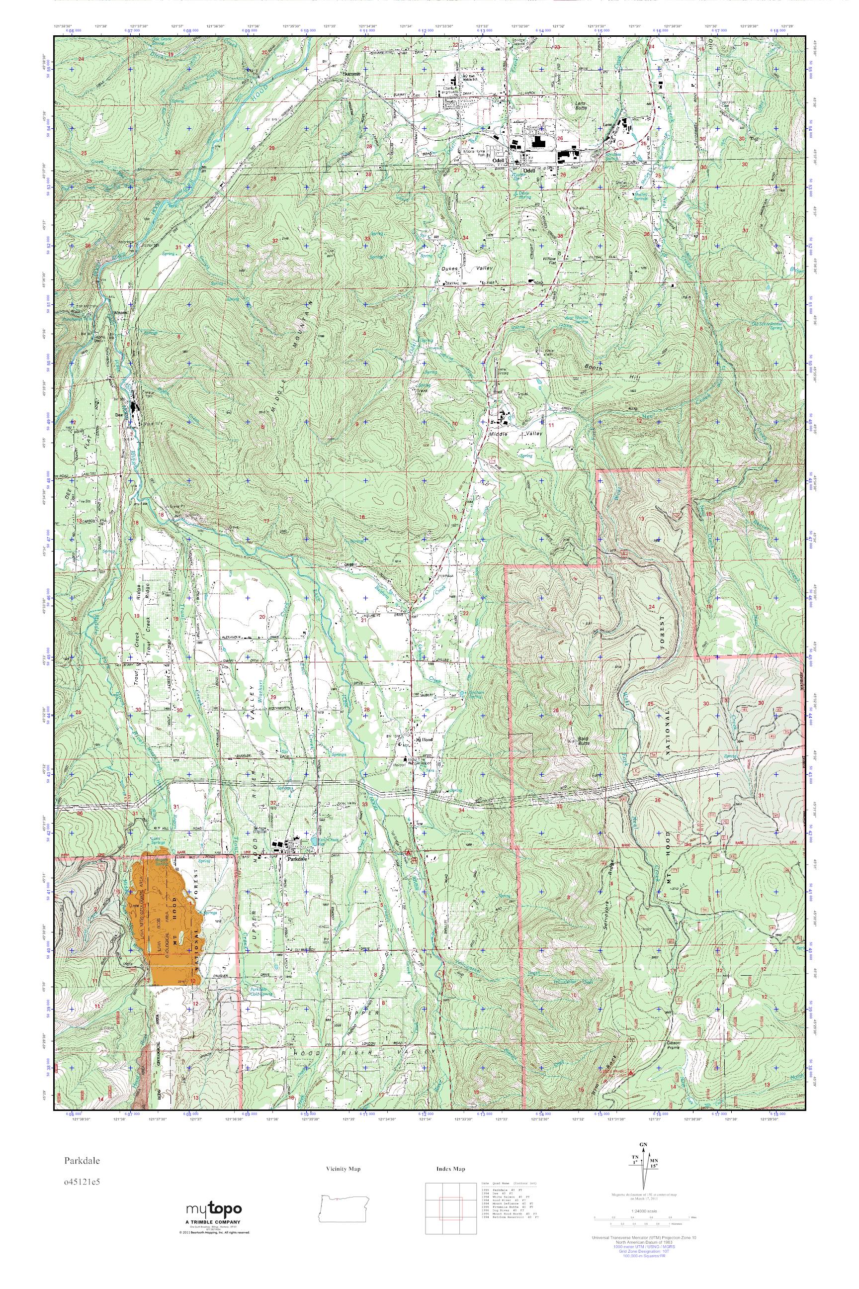 MyTopo Parkdale, Oregon USGS Quad Topo Map