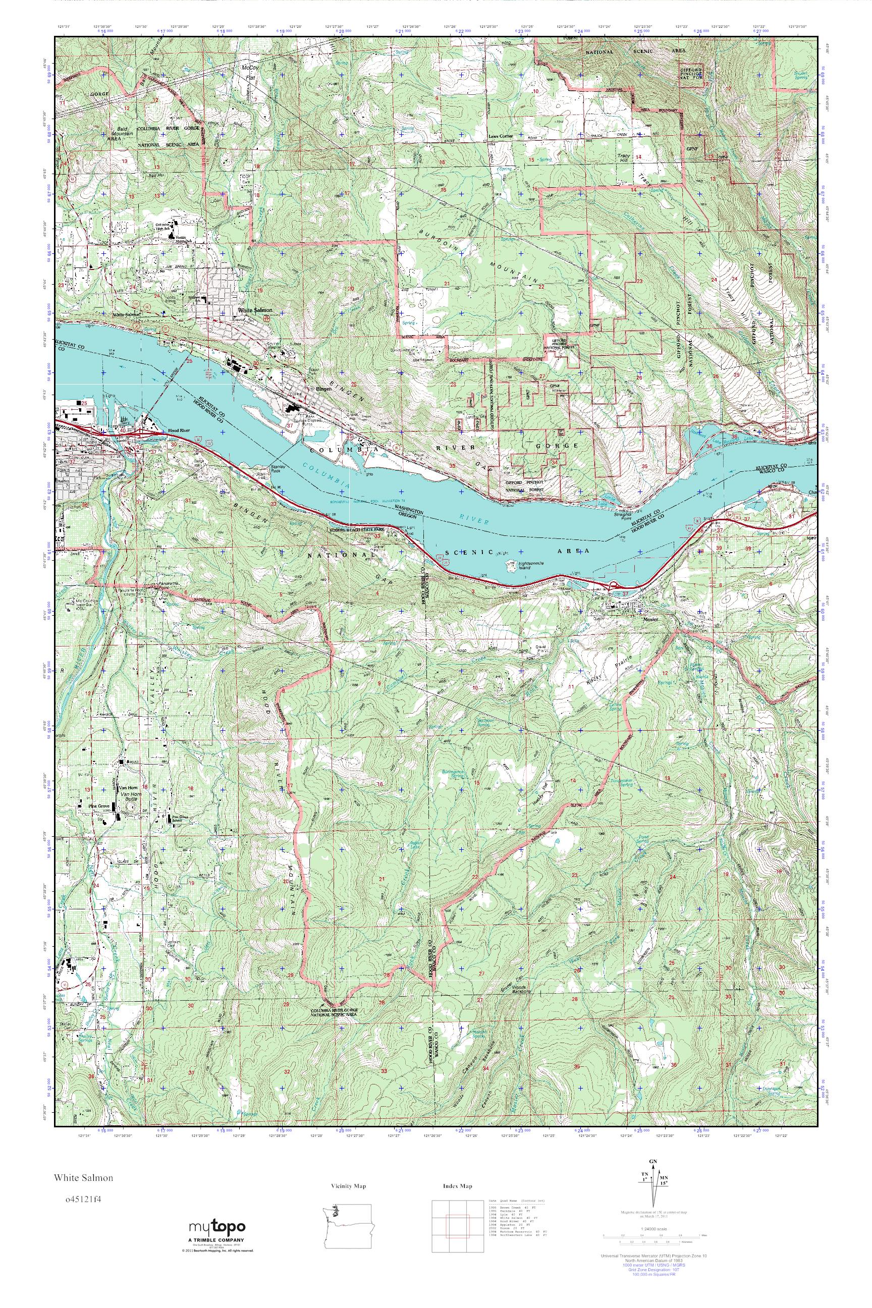 MyTopo White Salmon, Washington USGS Quad Topo Map