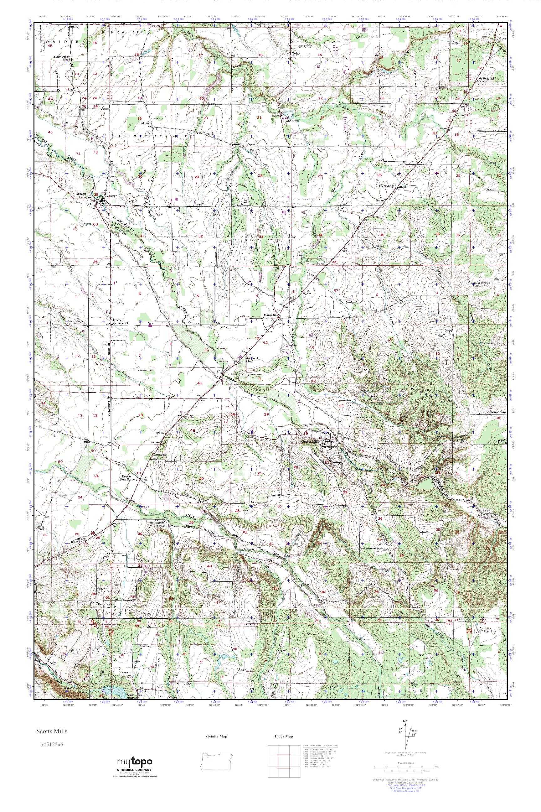 MyTopo Scotts Mills, Oregon USGS Quad Topo Map