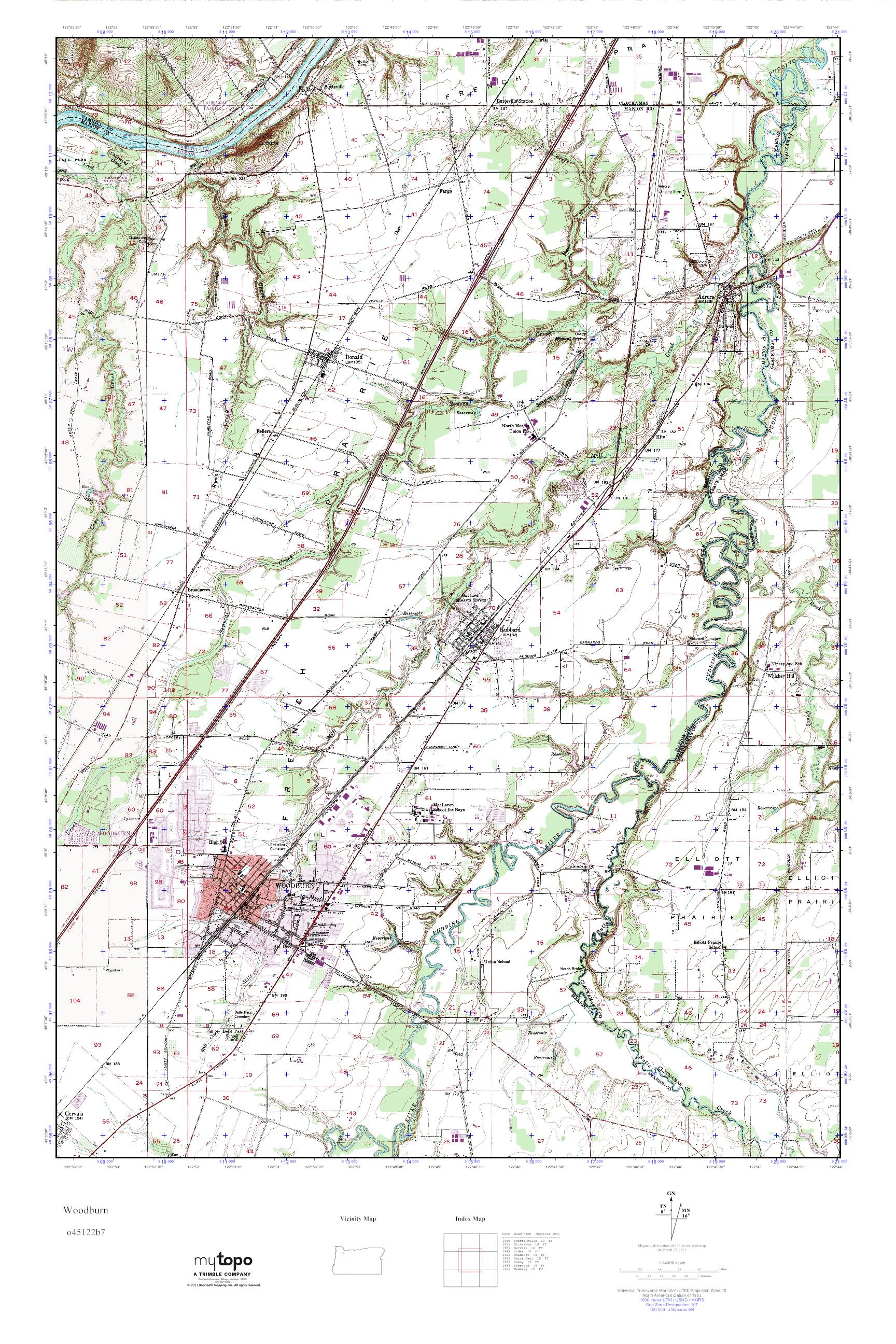 MyTopo Woodburn, Oregon USGS Quad Topo Map