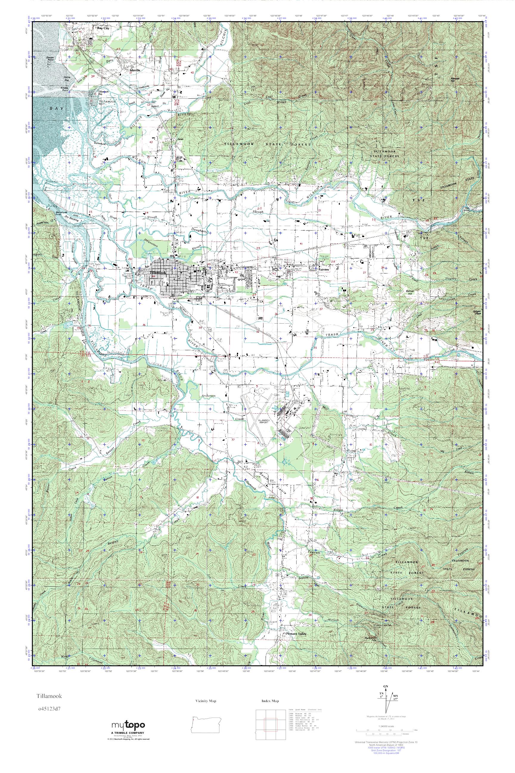MyTopo Tillamook, Oregon USGS Quad Topo Map