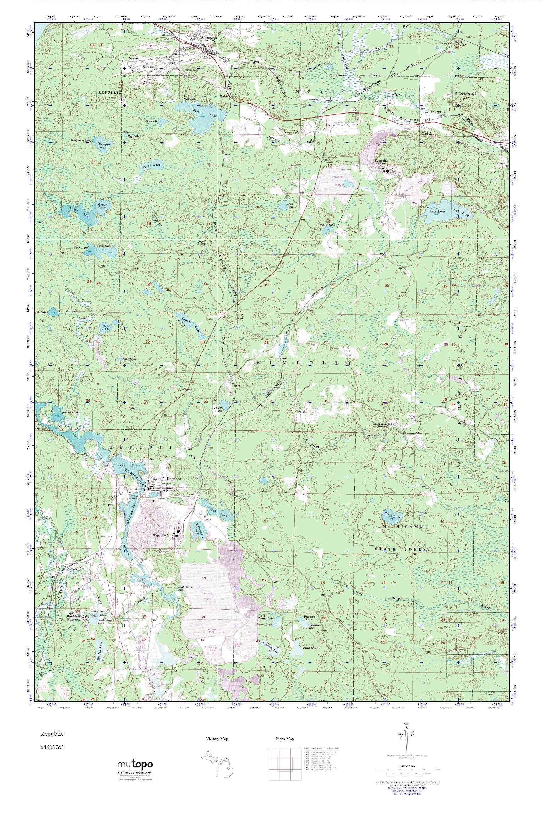 MyTopo Republic, Michigan USGS Quad Topo Map