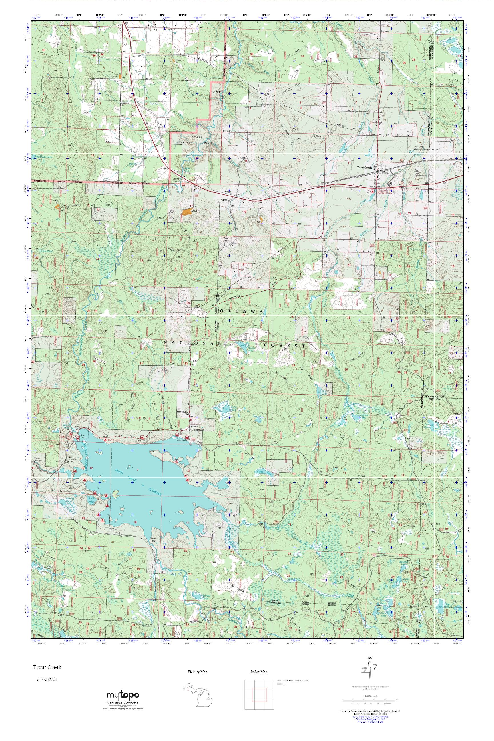 MyTopo Trout Creek, Michigan USGS Quad Topo Map