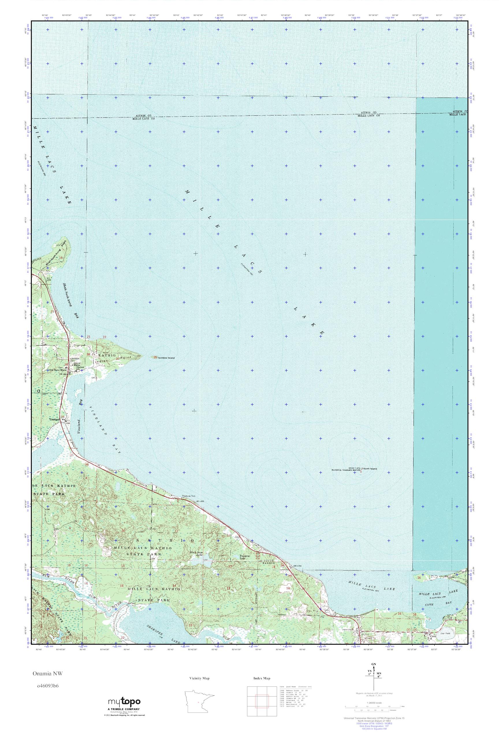 MyTopo Onamia NW, Minnesota USGS Quad Topo Map