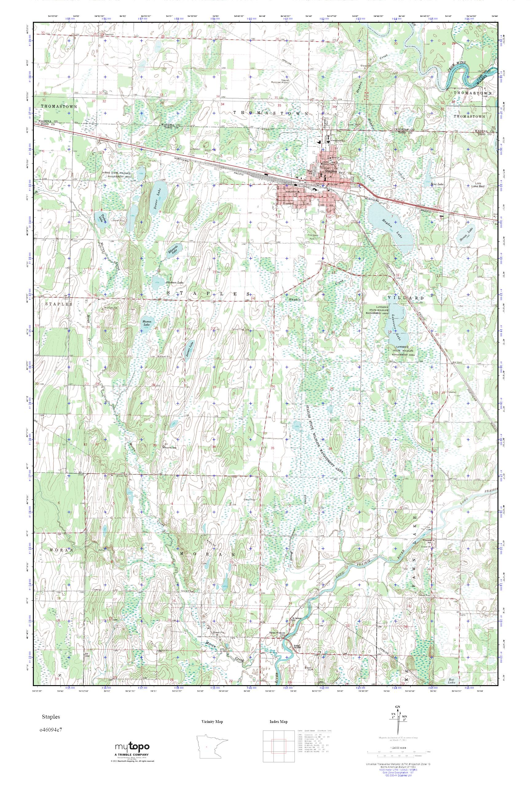 MyTopo Staples, Minnesota USGS Quad Topo Map