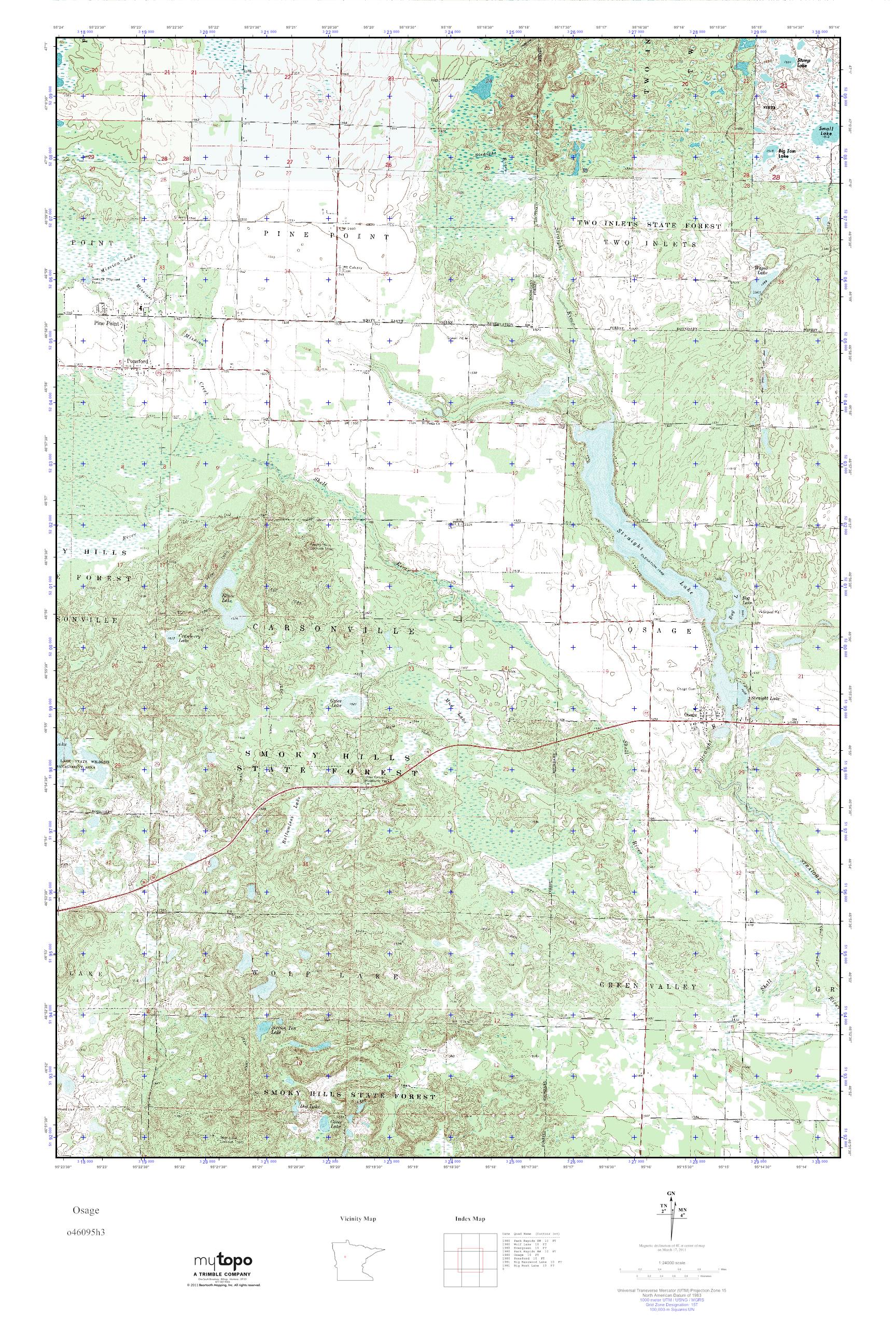 MyTopo Osage, Minnesota USGS Quad Topo Map
