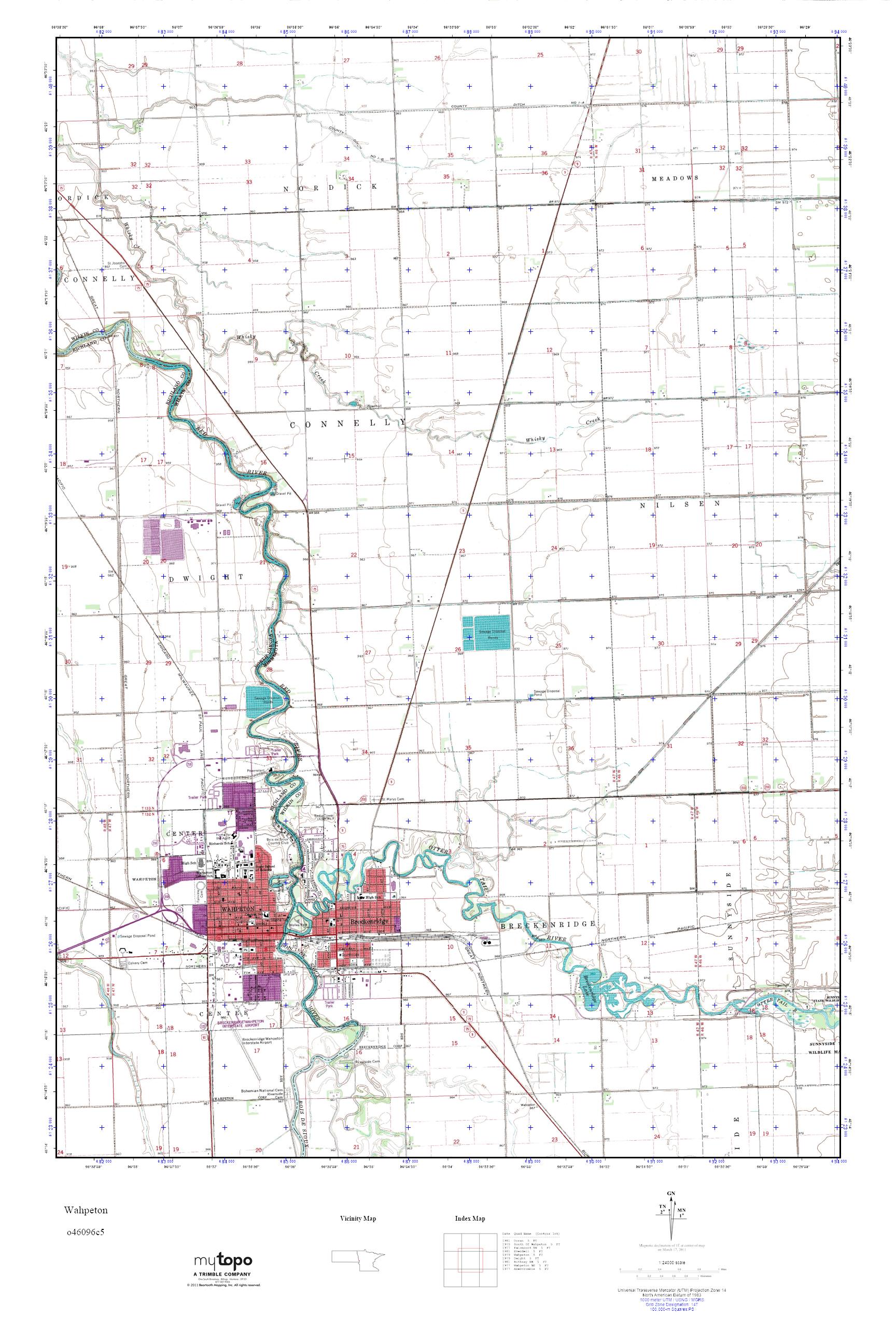 MyTopo Wahpeton, North Dakota USGS Quad Topo Map