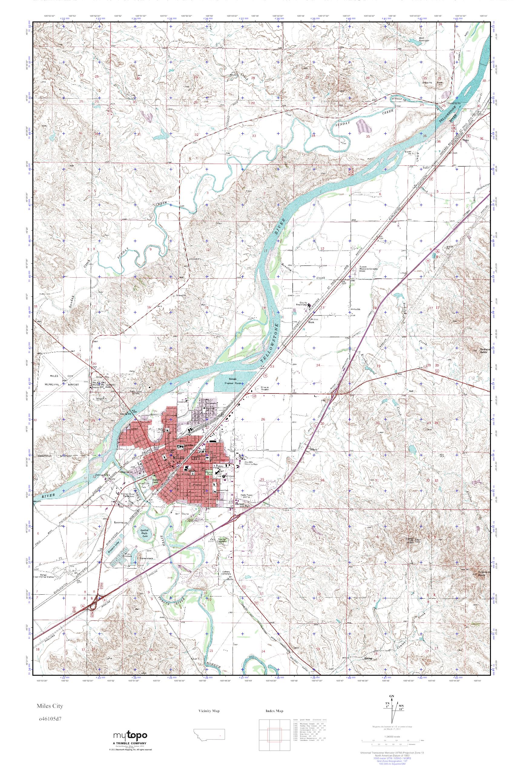 Mytopo miles city montana usgs quad topo map