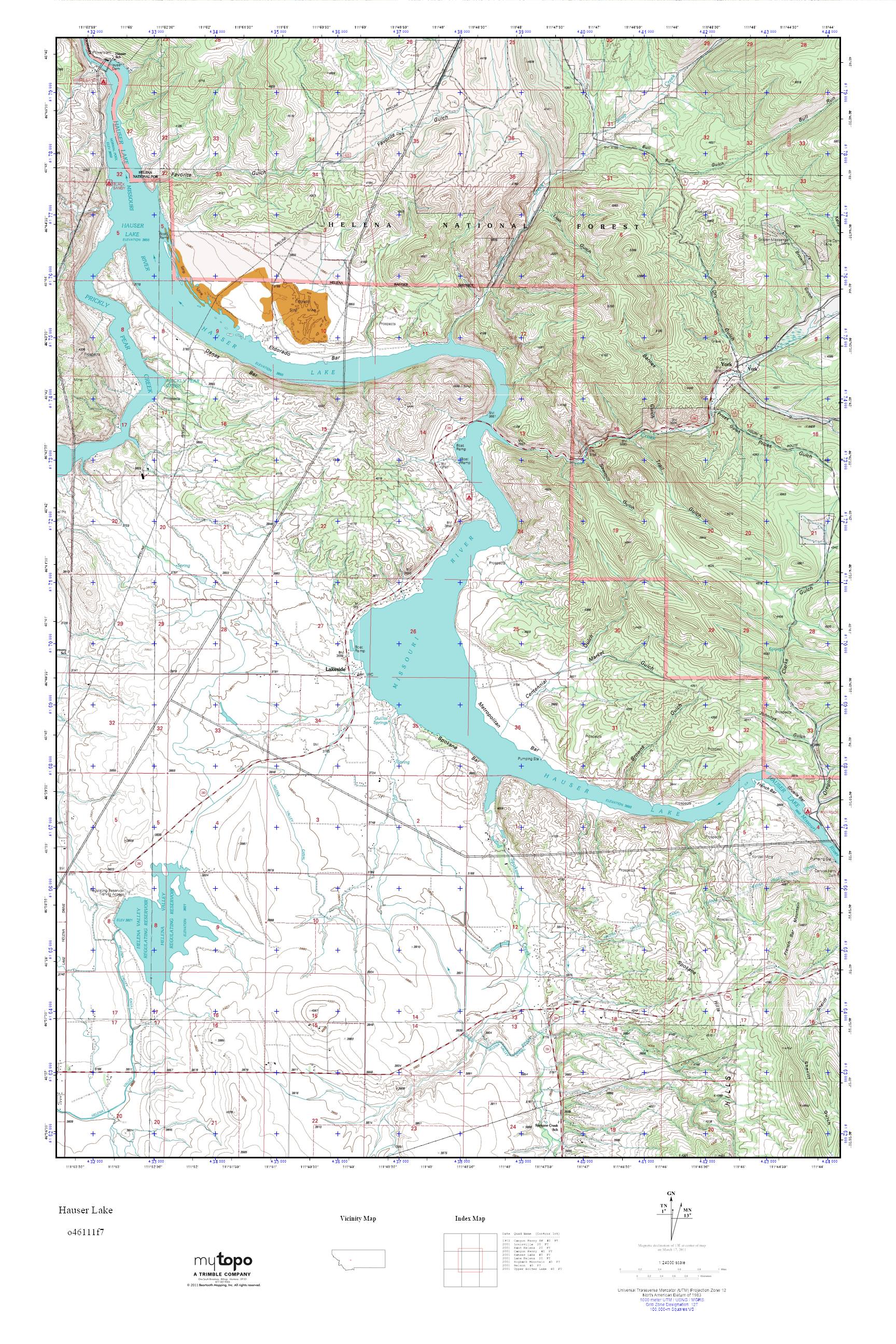 MyTopo Hauser Lake, Montana USGS Quad Topo Map