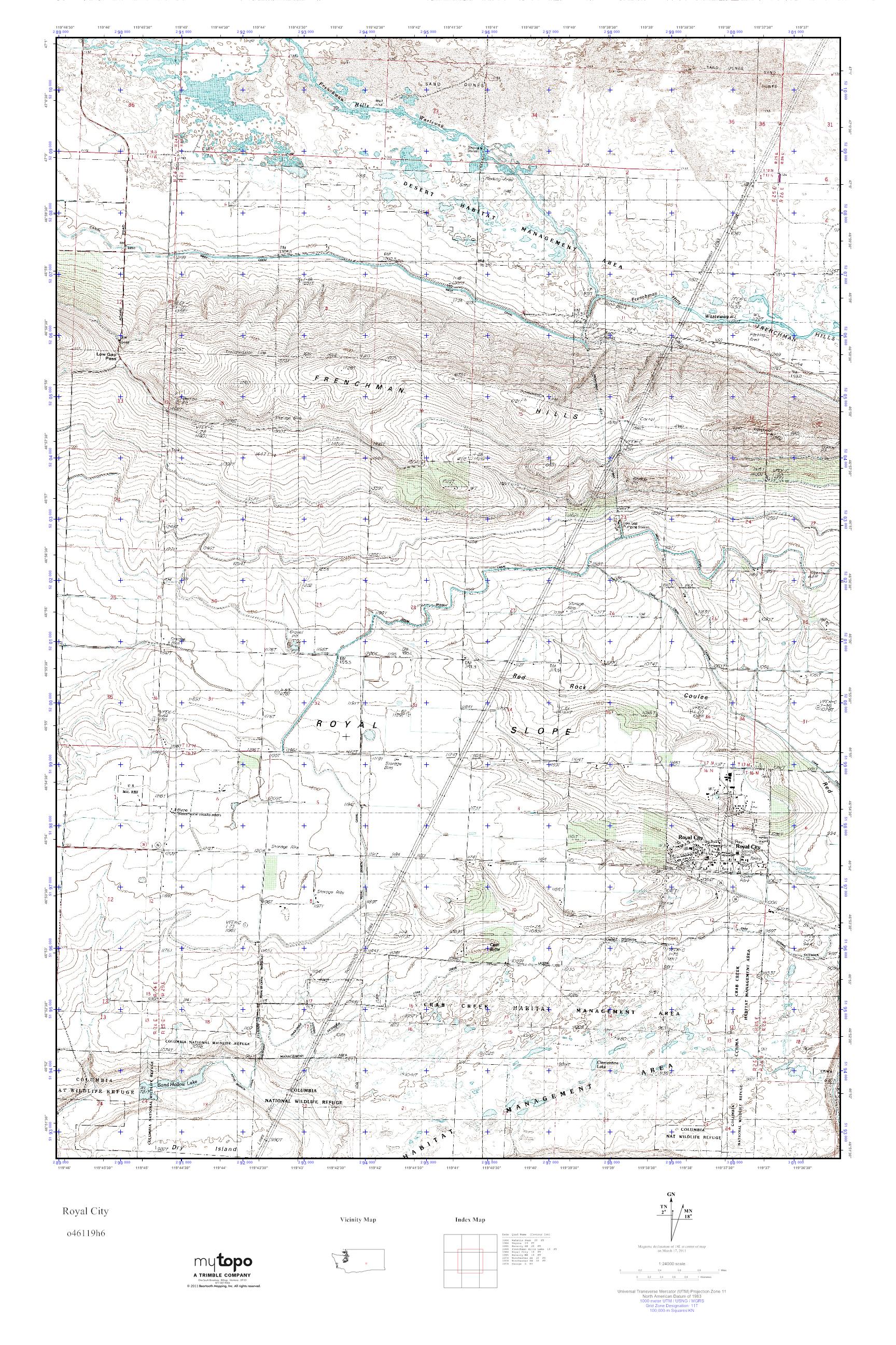 MyTopo Royal City, Washington USGS Quad Topo Map
