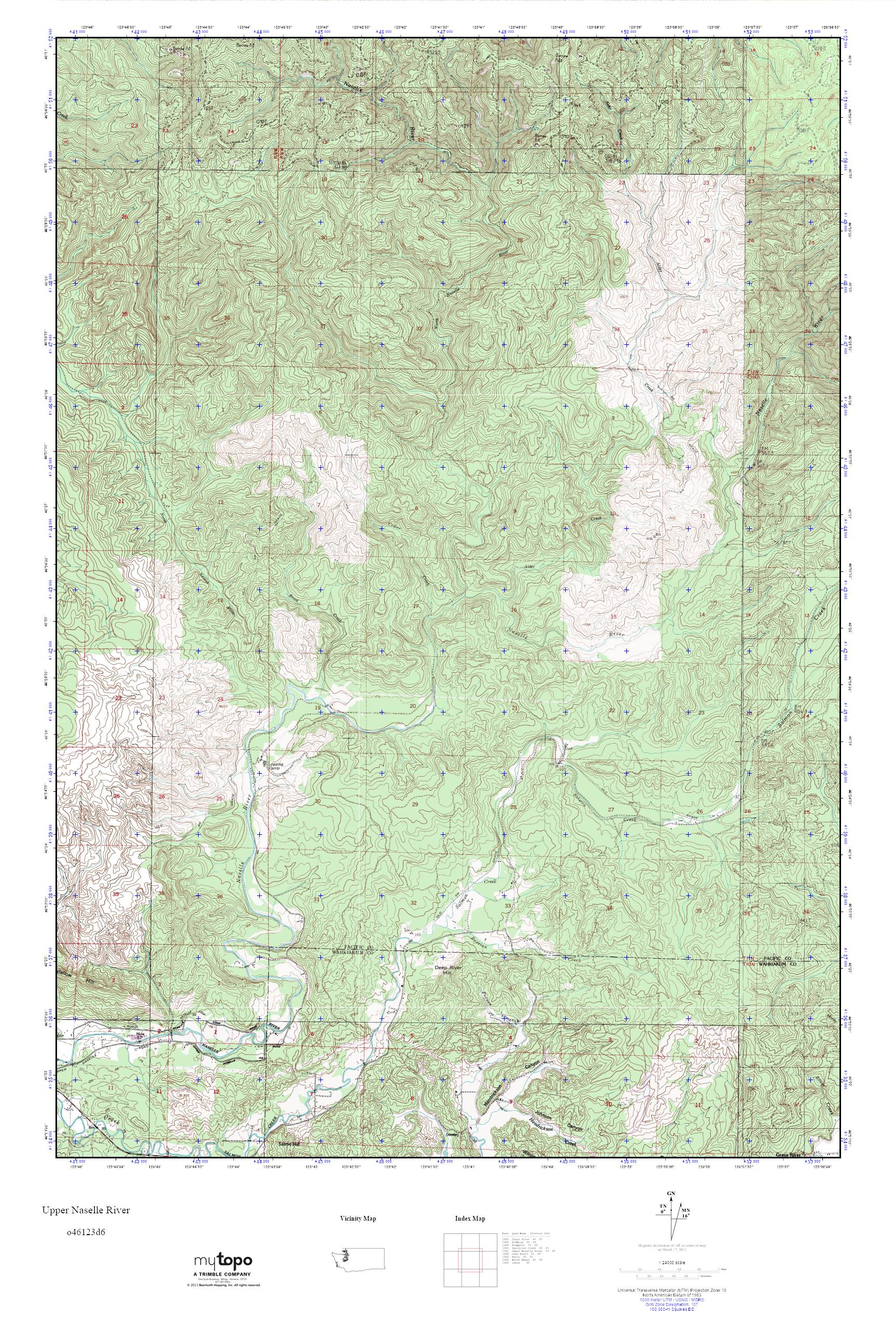 MyTopo Upper Naselle River, Washington USGS Quad Topo Map
