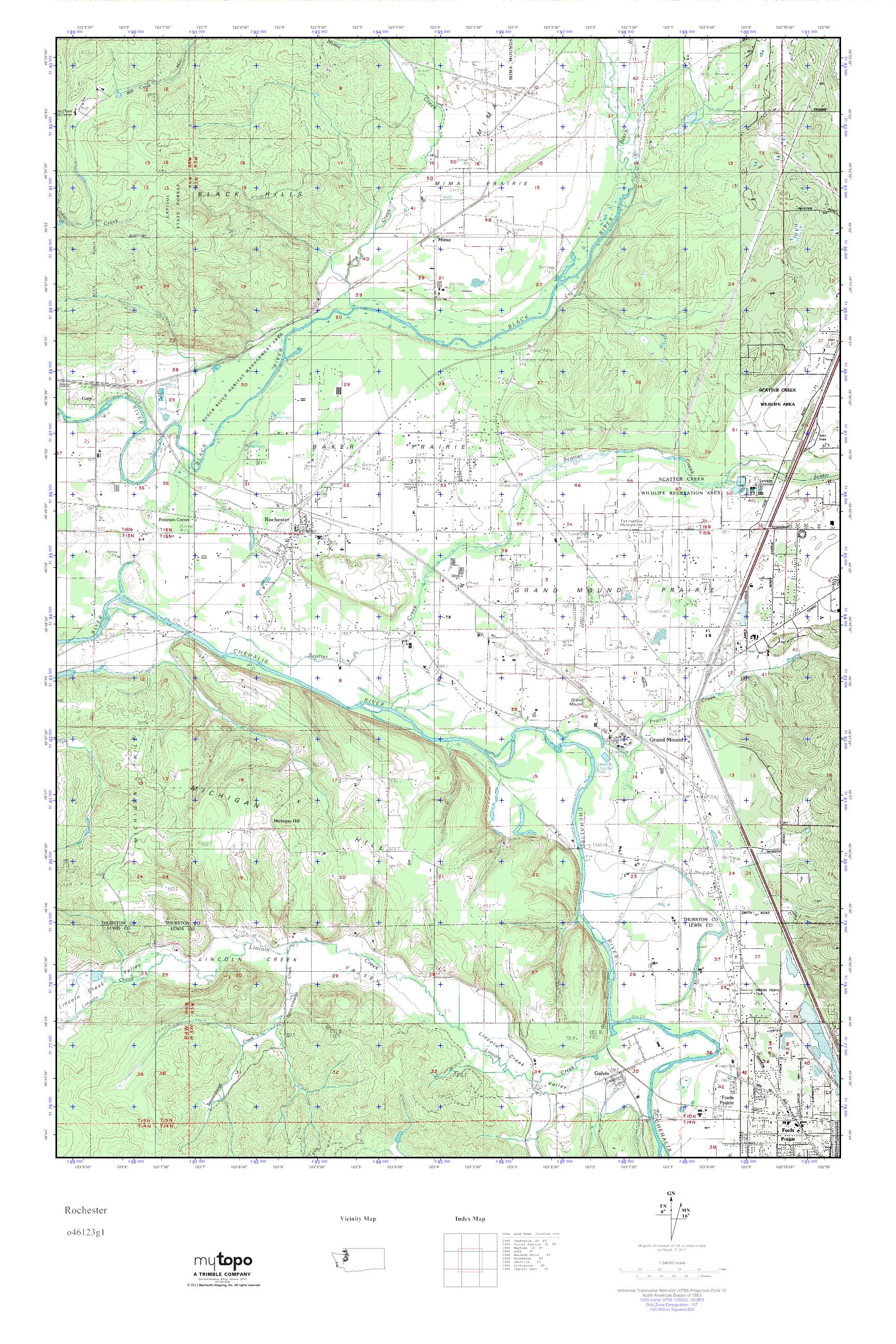 MyTopo Rochester, Washington USGS Quad Topo Map